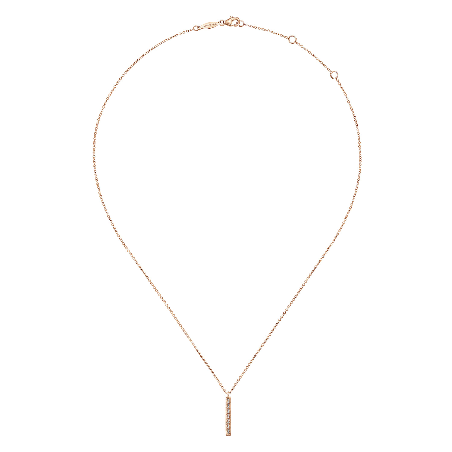Diamond Drop Pendant Necklace in 14K Rose Gold, photograph 2