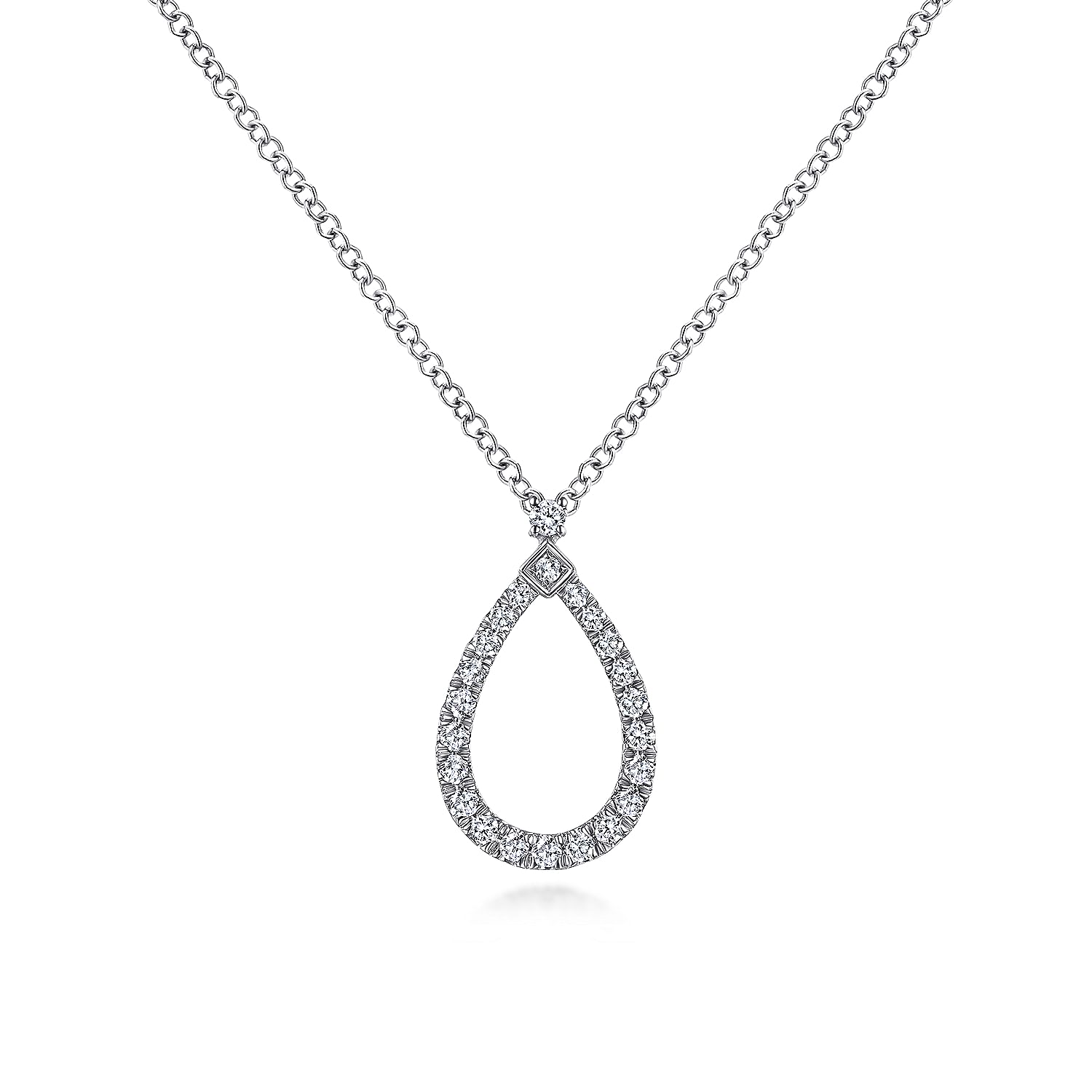 10k white shops gold 36 diamond teardrop necklace