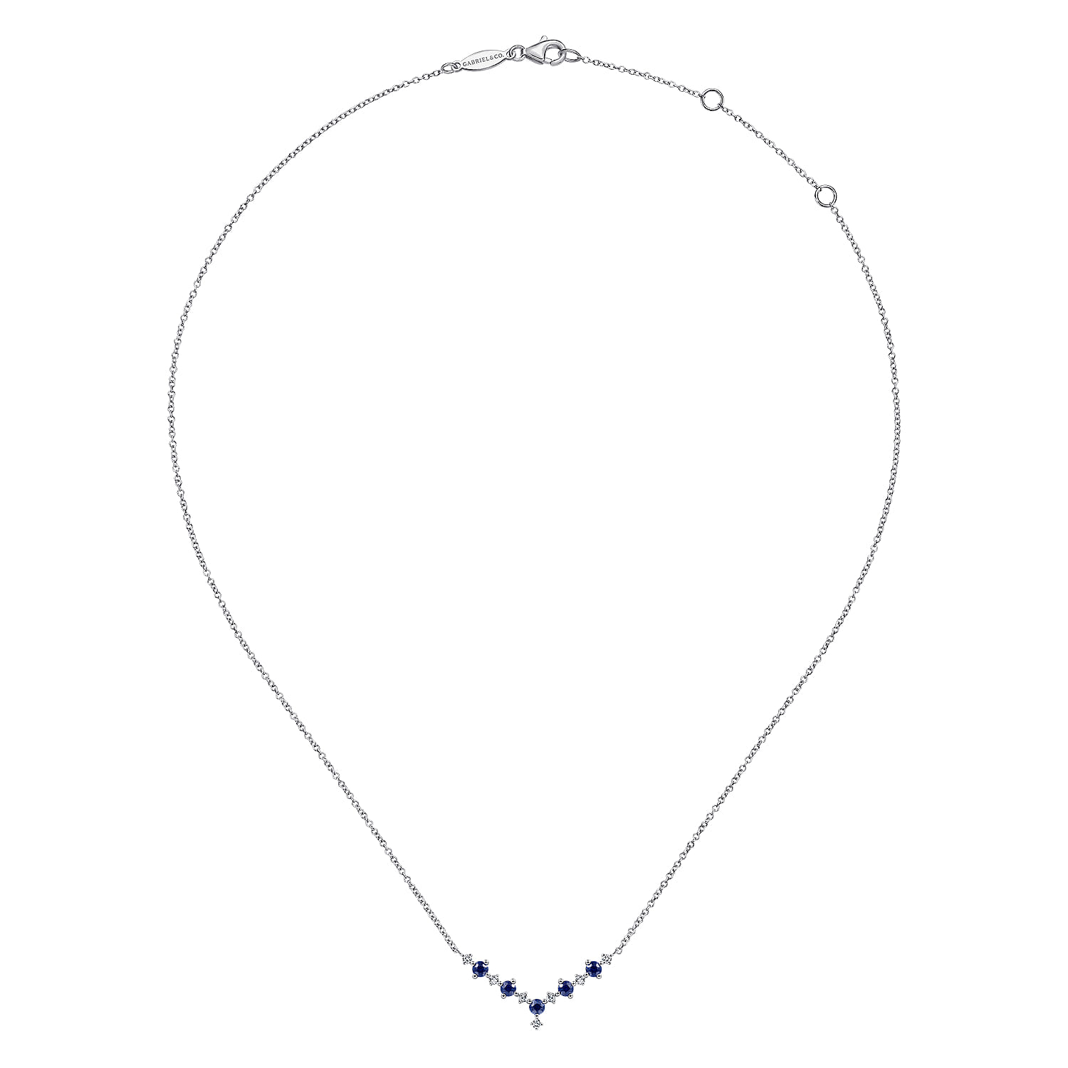 Diamond Chevron Necklace in 14K White Gold, photograph 2