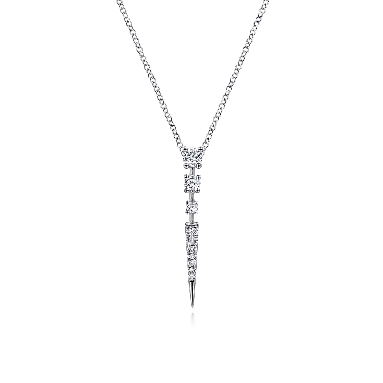 Diamond Spike Pendant Drop Necklace