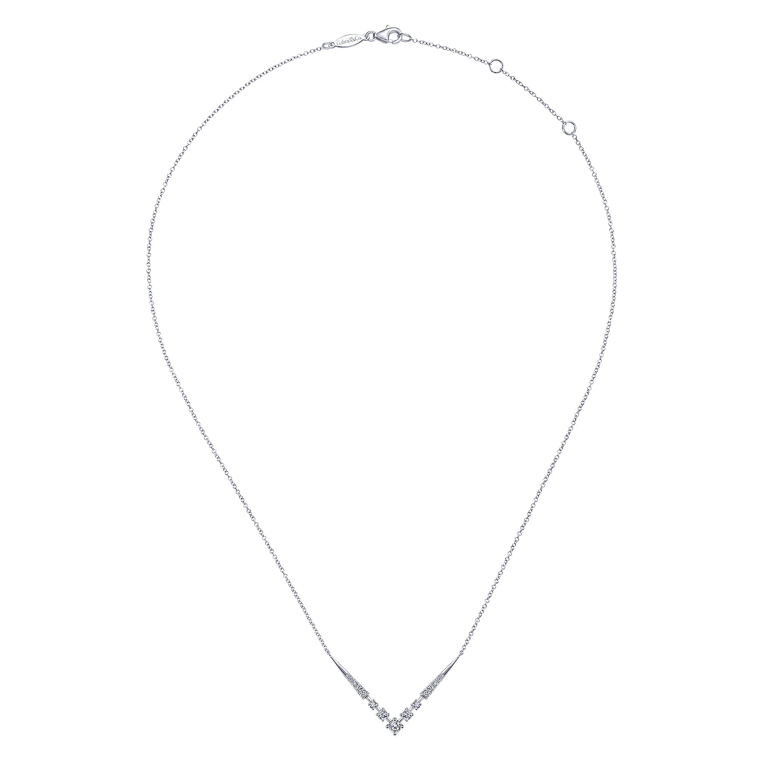 Diamond Chevron Necklace in 14K White Gold, photograph 2