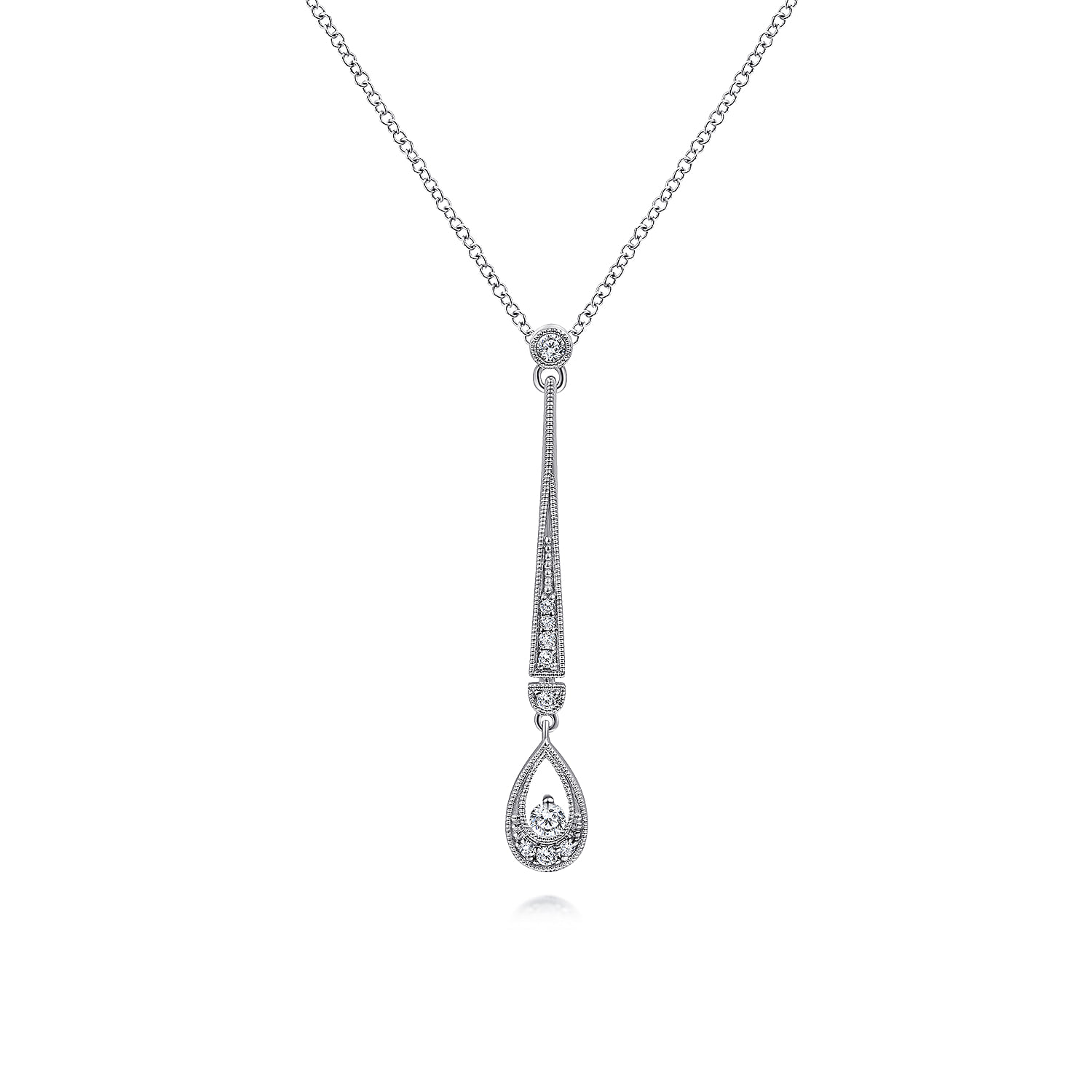 Diamond Bar and Teardrop Necklace