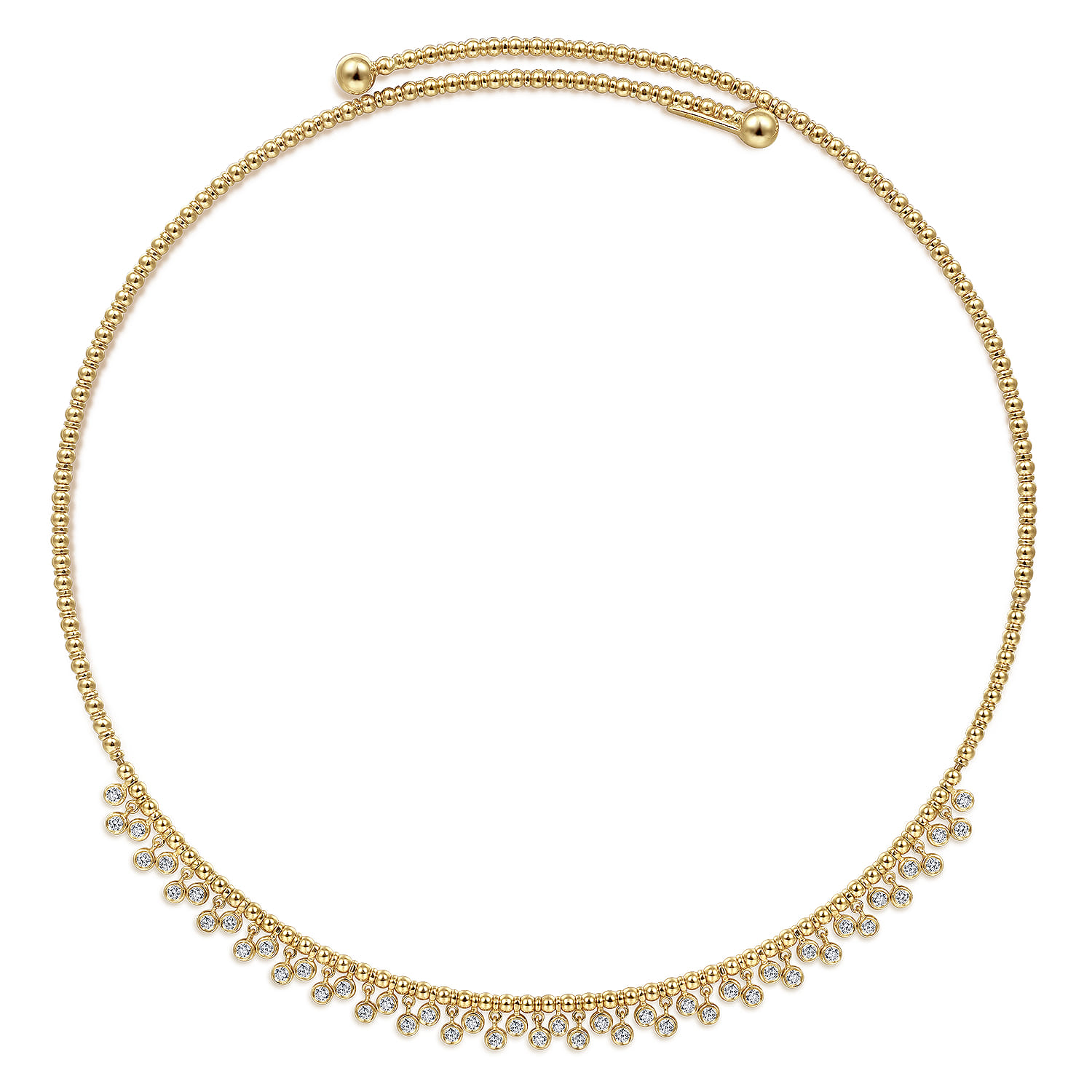 Diamond Clusters Bujukan Beaded Choker Necklace in 14K Yellow Gold, photograph 2