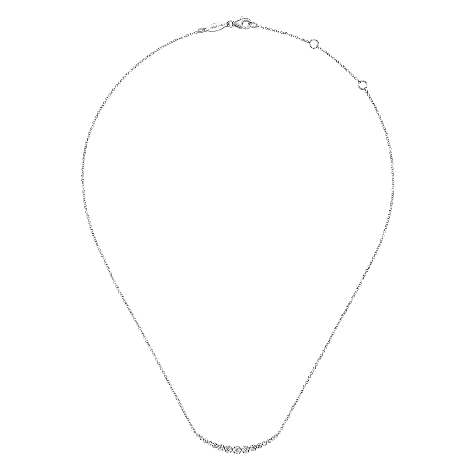 Bar Necklace Curved Diamond 0.25ct in 14K White Gold, photograph 2