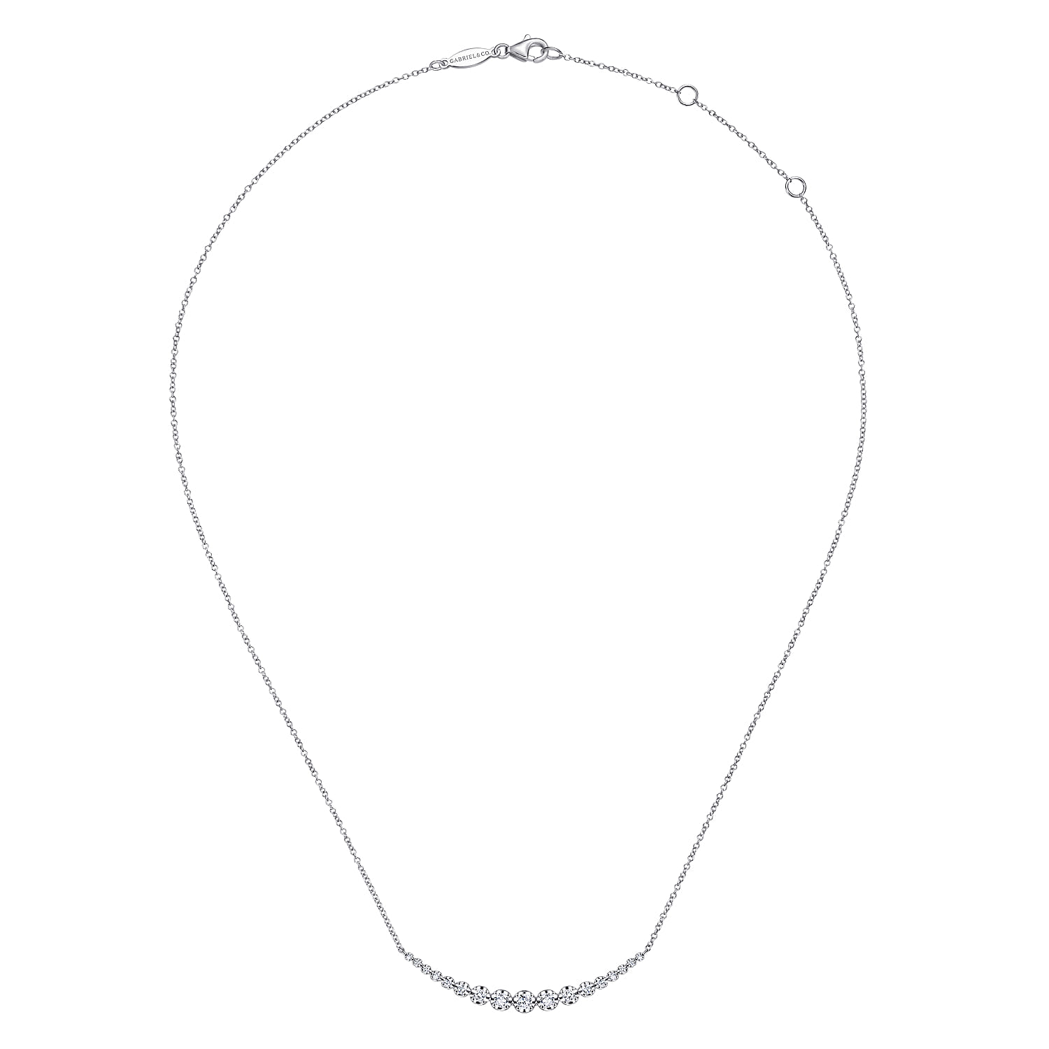 Diamond Curved Bar Necklace in 14K White Gold, photograph 2