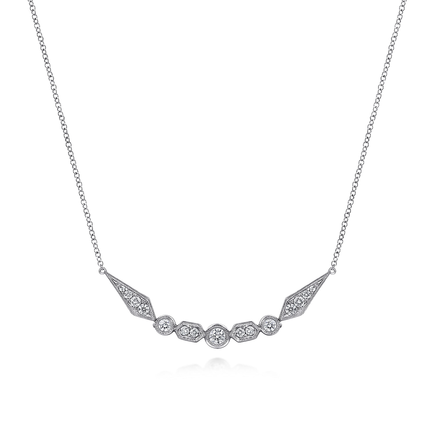 ADL store 14k White Gold Diamond Necklace [4256]