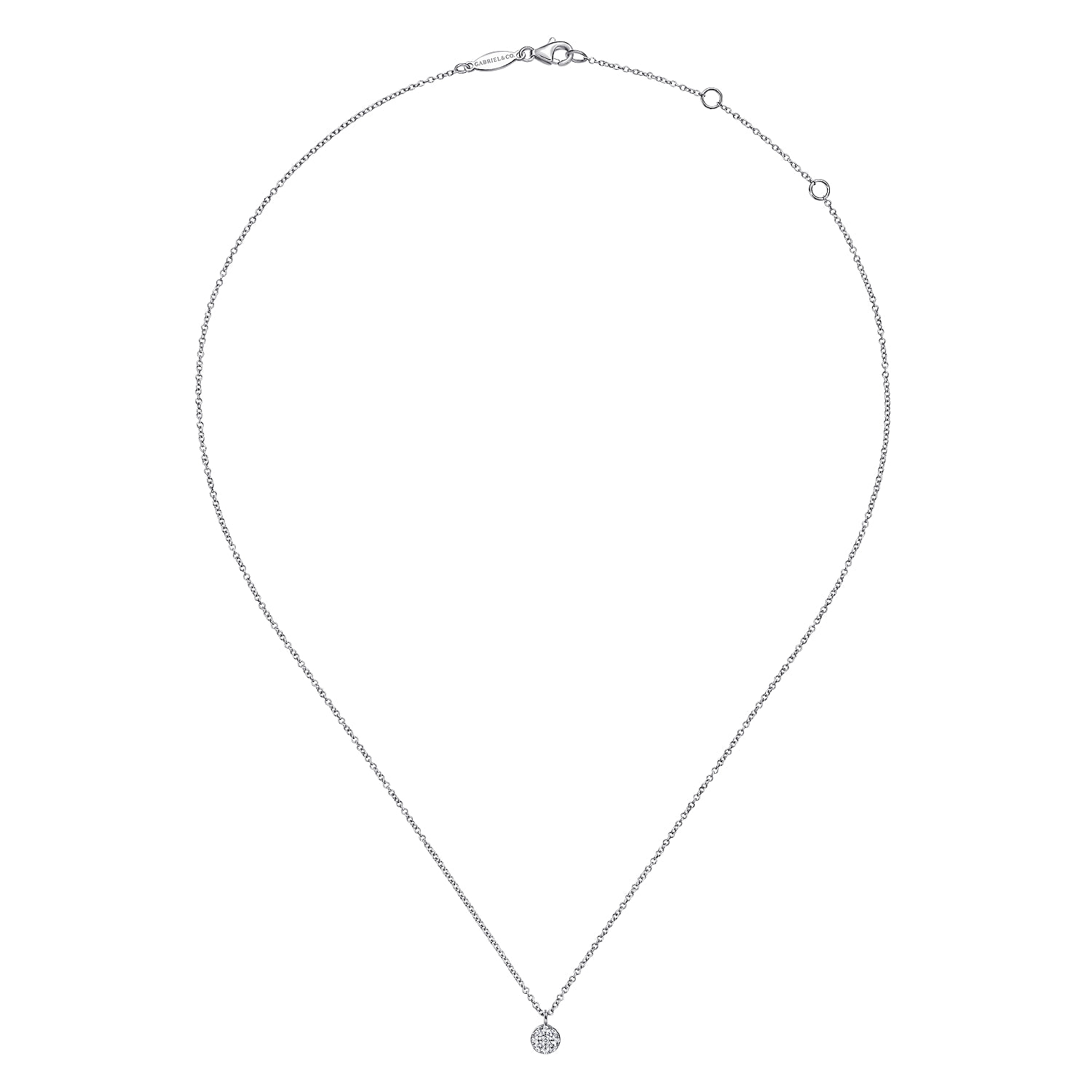 Diamond Cluster Pendant Necklace in 14K White Gold, photograph 2
