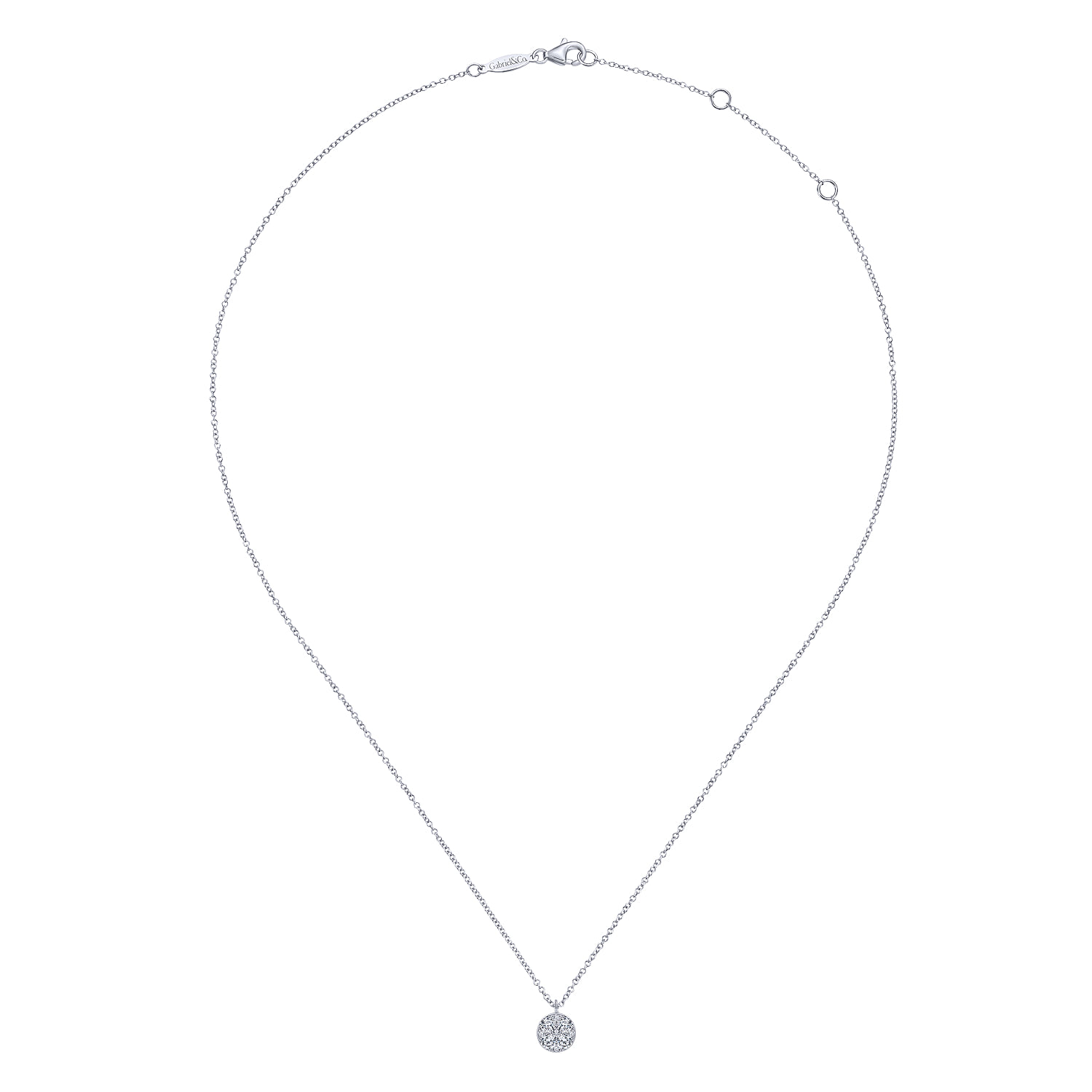Diamond Cluster Pendant Necklace in 14K White Gold, photograph 2