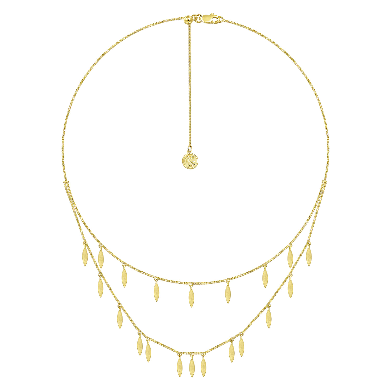 Two Strand Necklace with Drops in 14K Yellow Gold, photograph 2