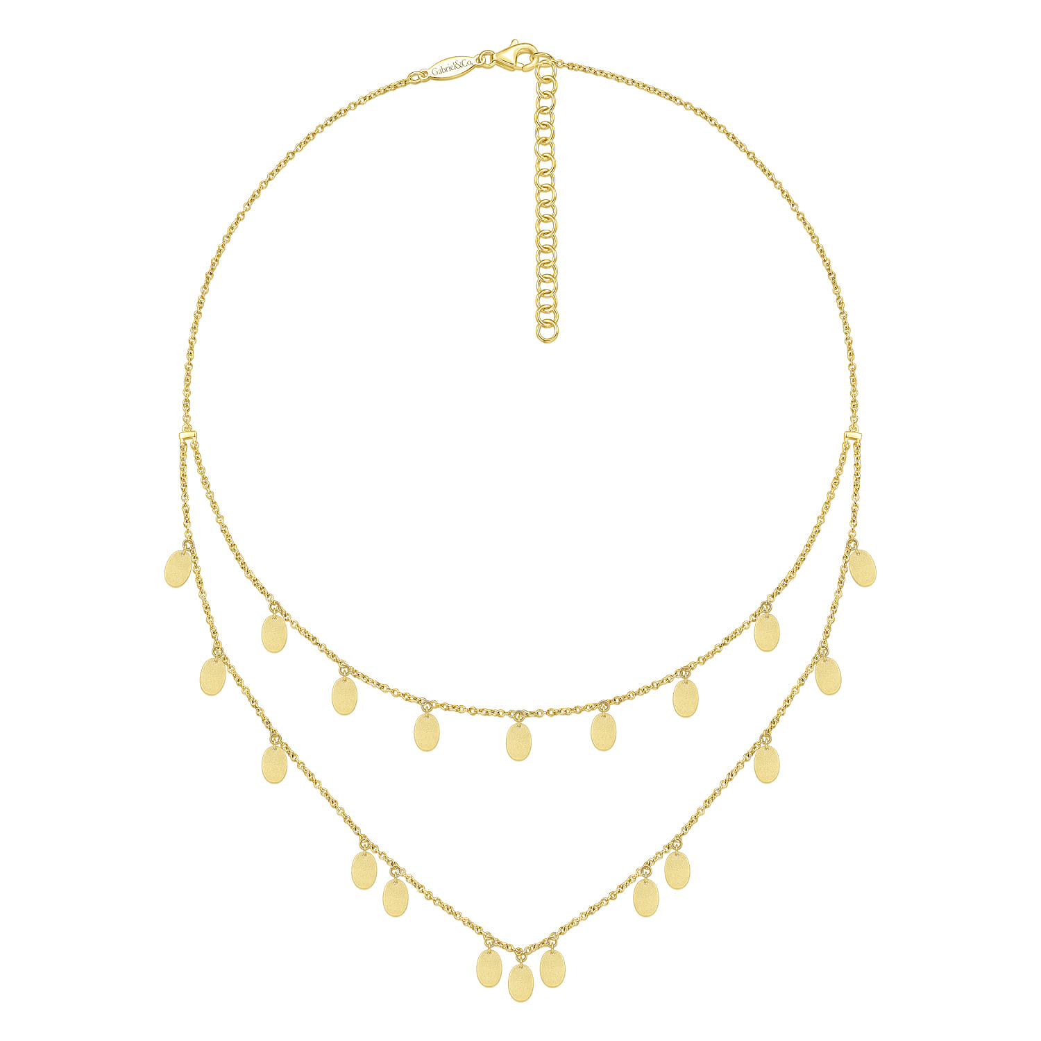 Two Strand Necklace with Drops in 14K Yellow Gold, photograph 2