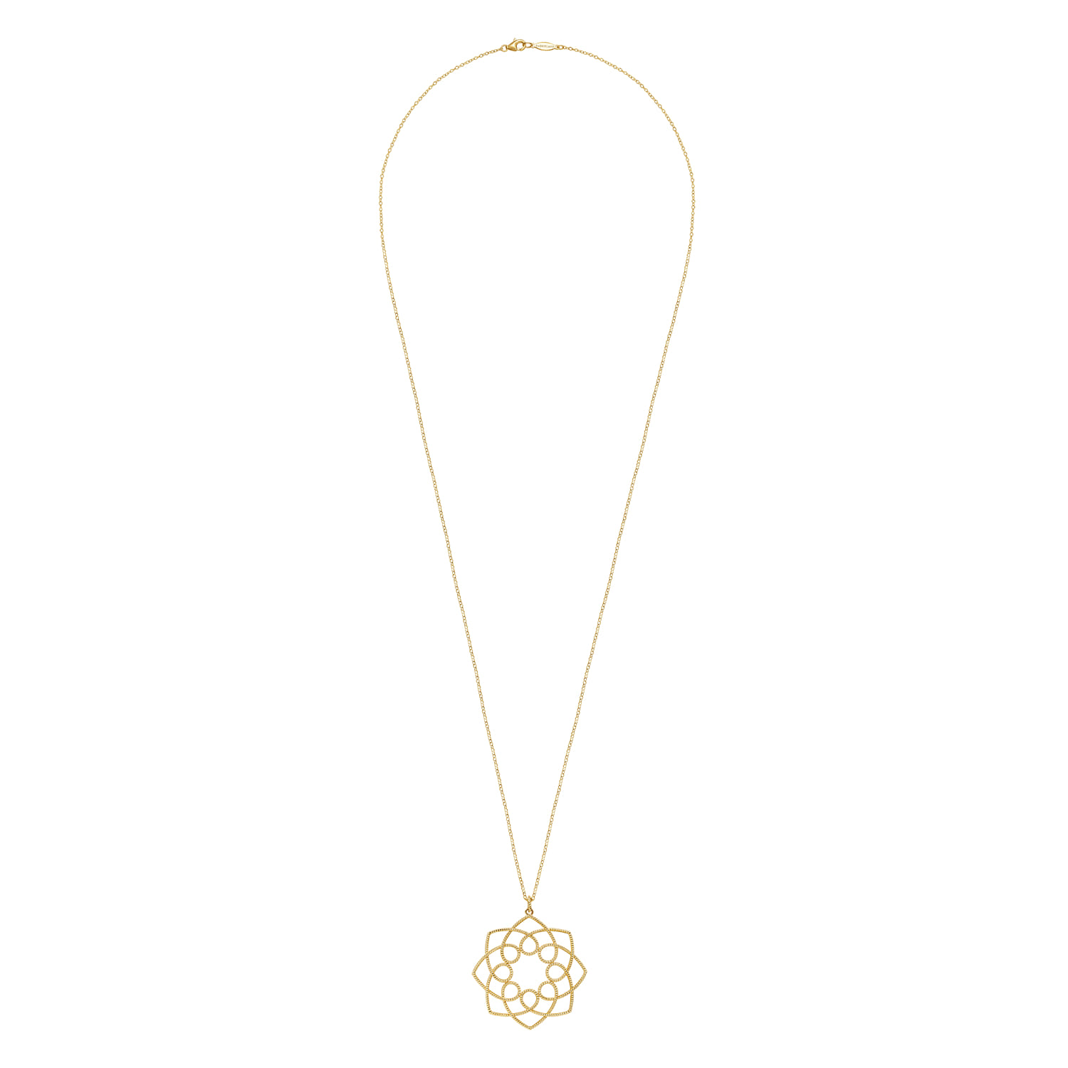 30 inch Filigree Flower Pendant Necklace in 14K Yellow Gold, photograph 2