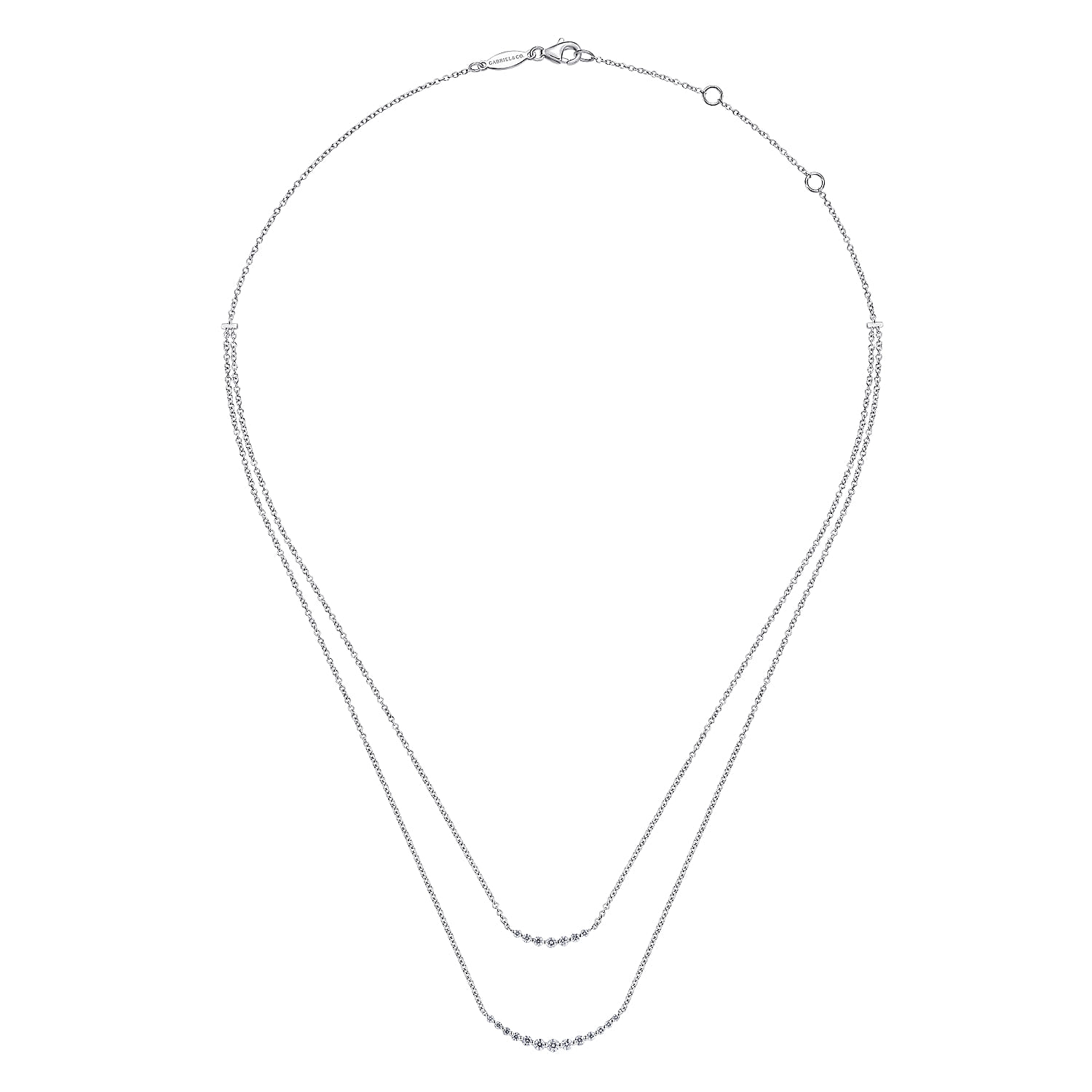 Diamond Layered Bar Necklace in 14K White Gold, photograph 2