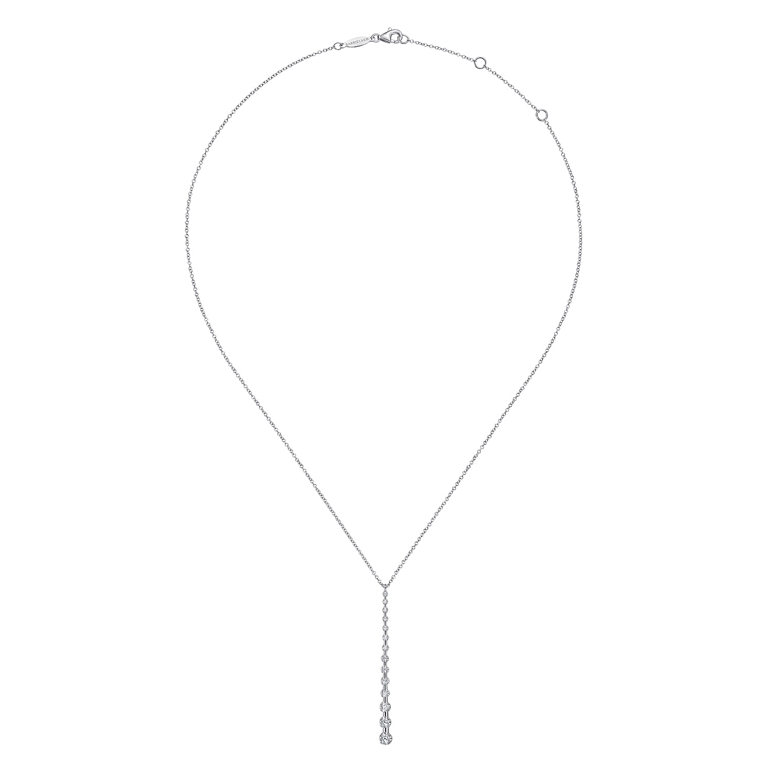 Diamond Station Bar Pendant Necklace in 14K White Gold, photograph 2