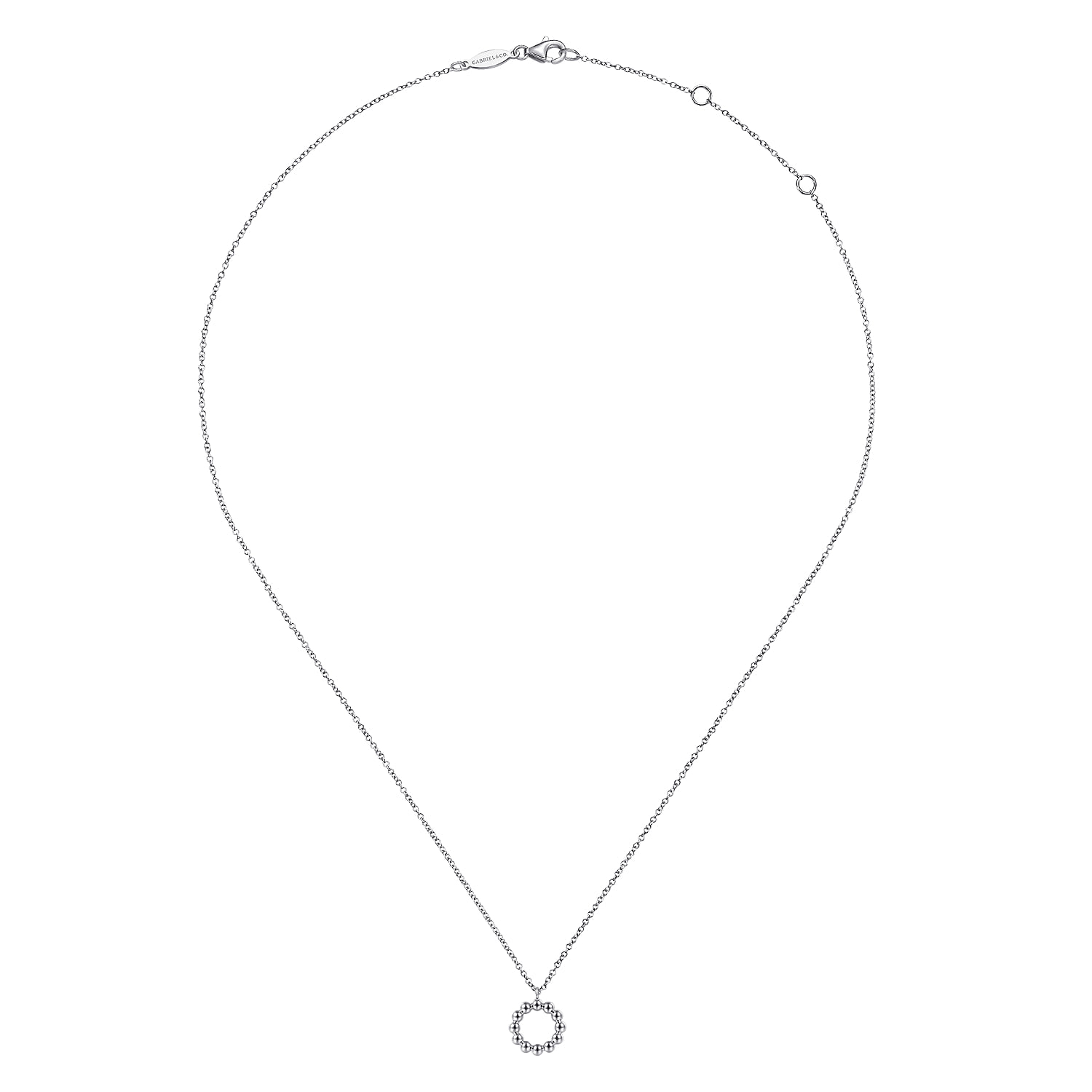 Circle Beaded Necklace in Sterling Silver, photograph 2