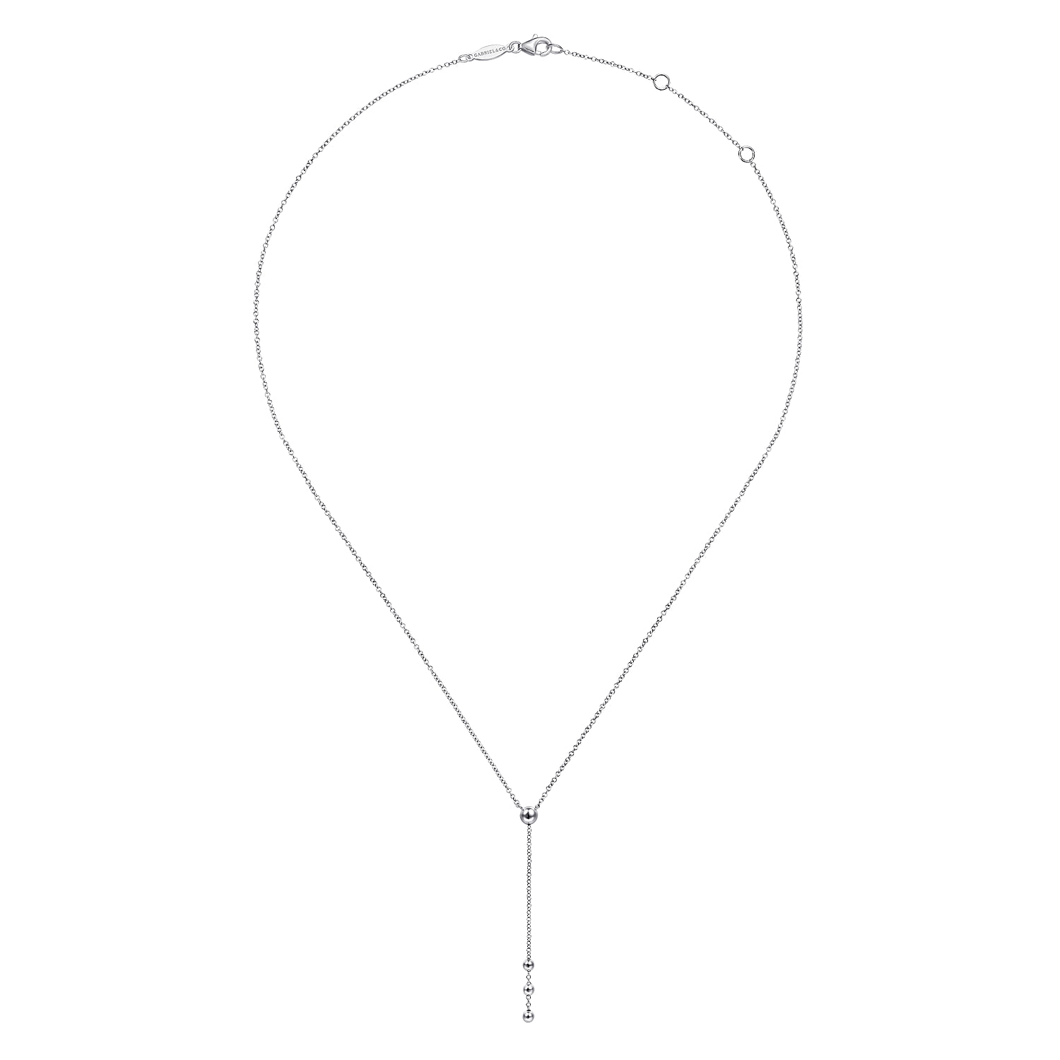 Beaded Y Knots Necklace in Sterling Silver, photograph 2