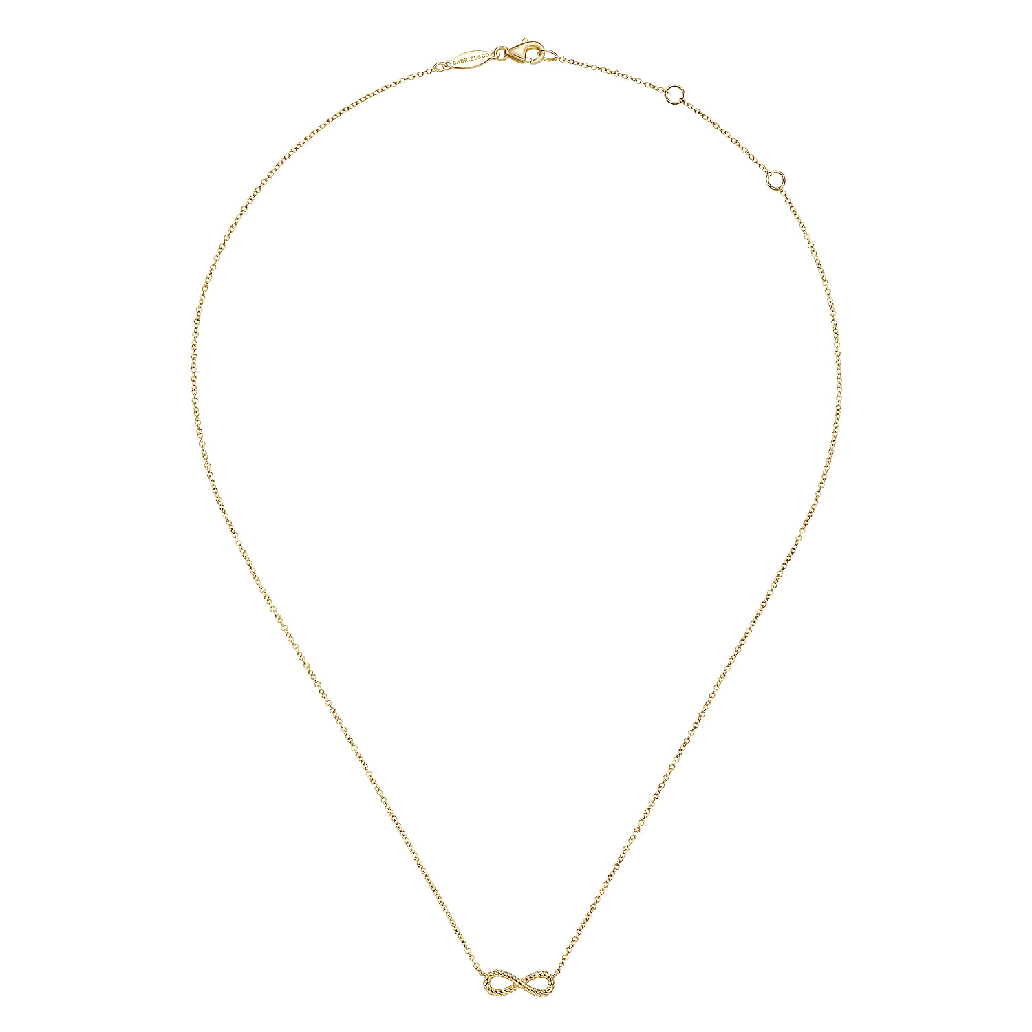 Twisted Rope Infinity Pendant Necklace in 14K Yellow Gold, photograph 2