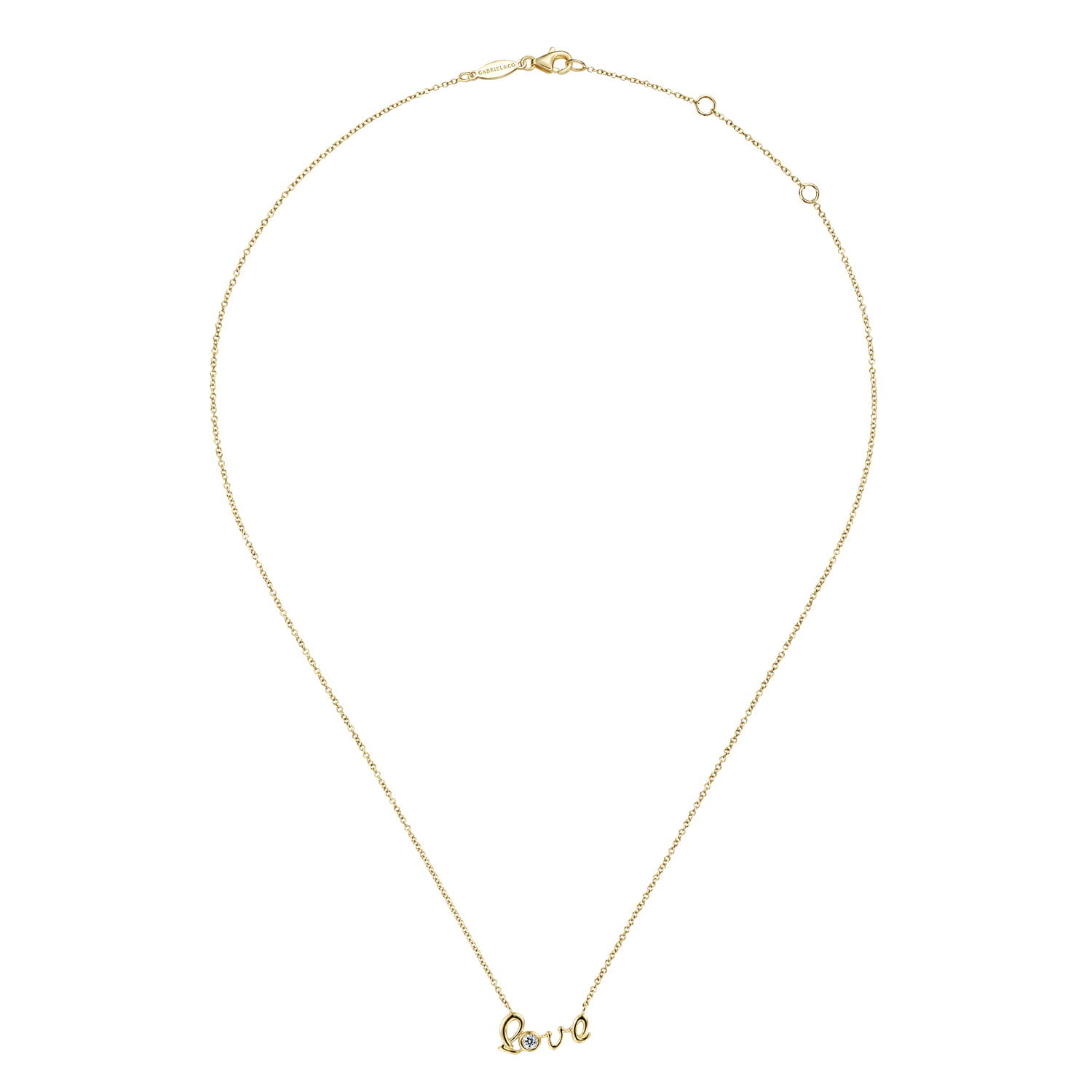Diamond Love Pendant Necklace in 14K Yellow Gold, photograph 2