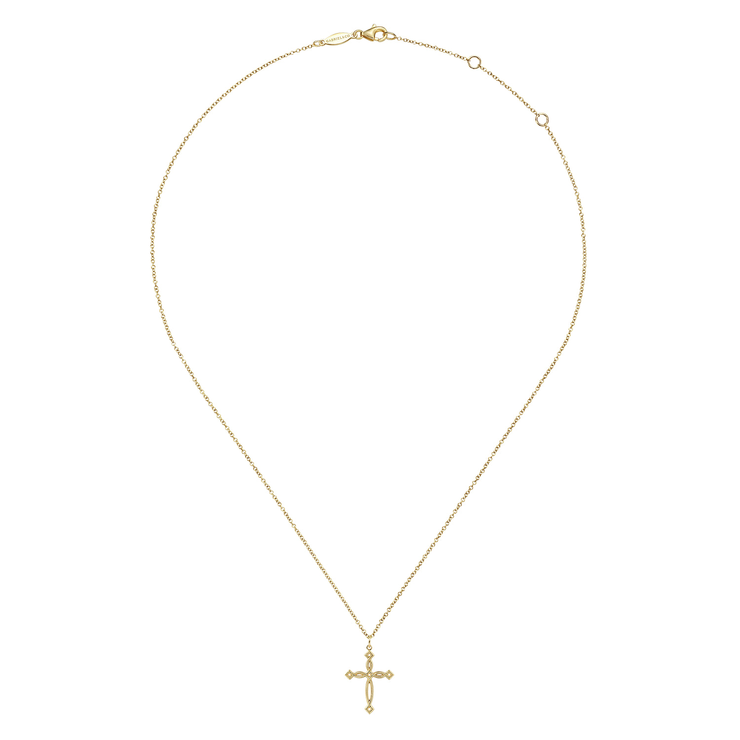 Twisted Cross Pendant Necklace in 14K Yellow Gold, photograph 2