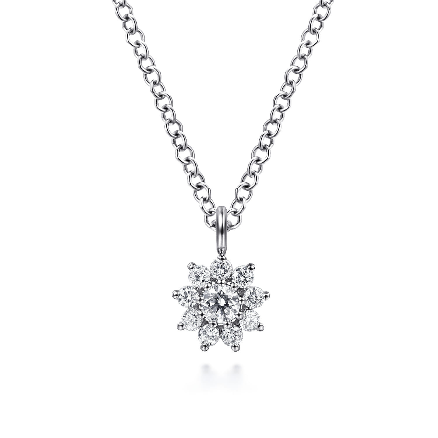 Diamond Flower Pendant Necklace