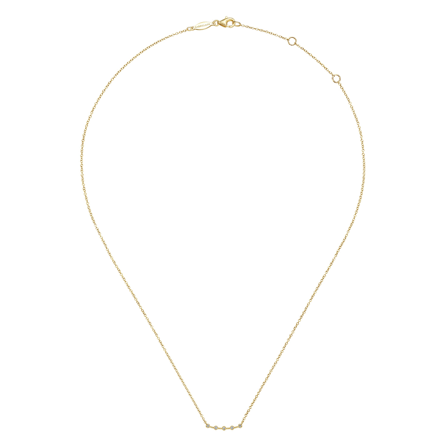 Diamond Bar Necklace 0.05ct in 14K Yellow Gold, photograph 2