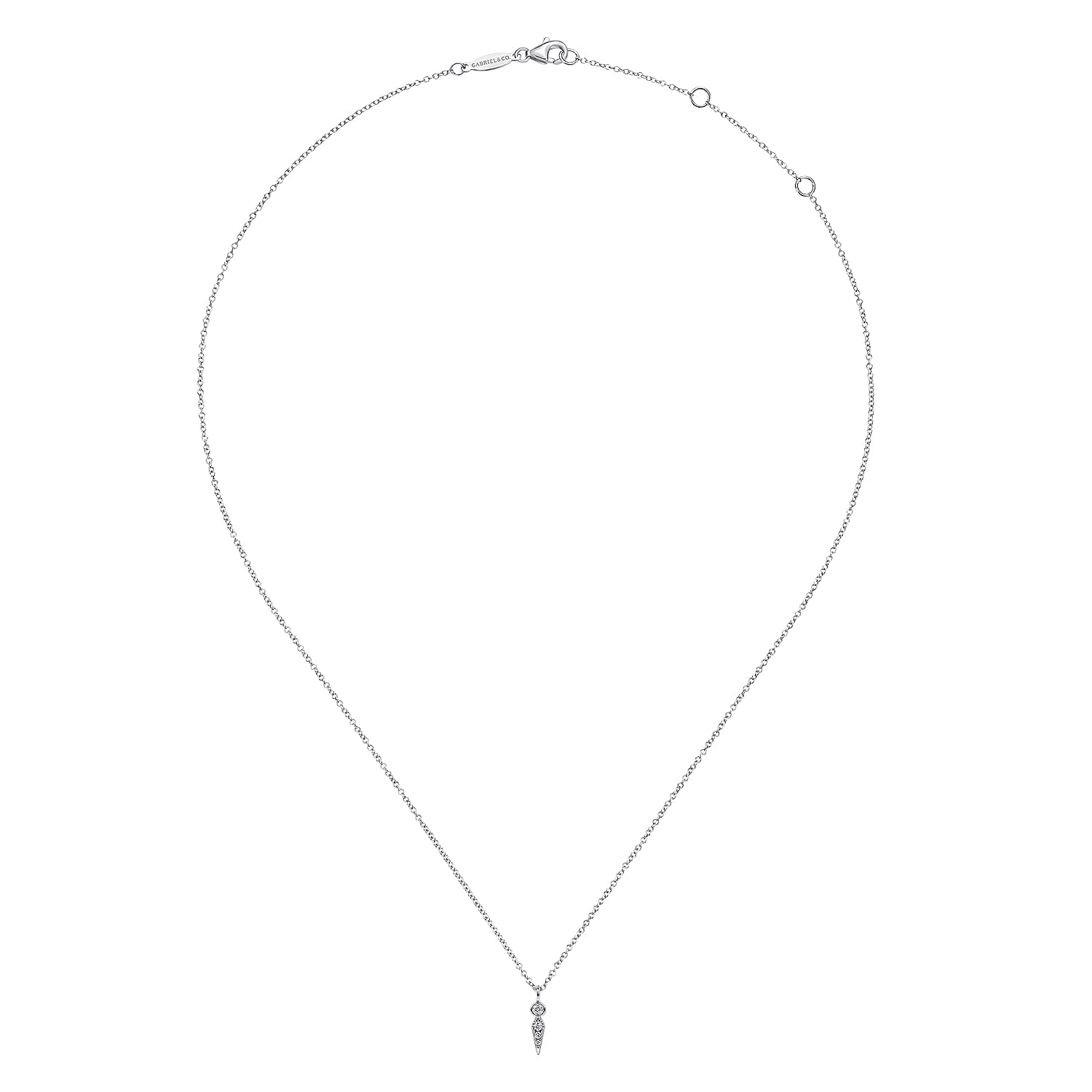 Diamond Spike Pendant Necklace in 14K White Gold, photograph 2
