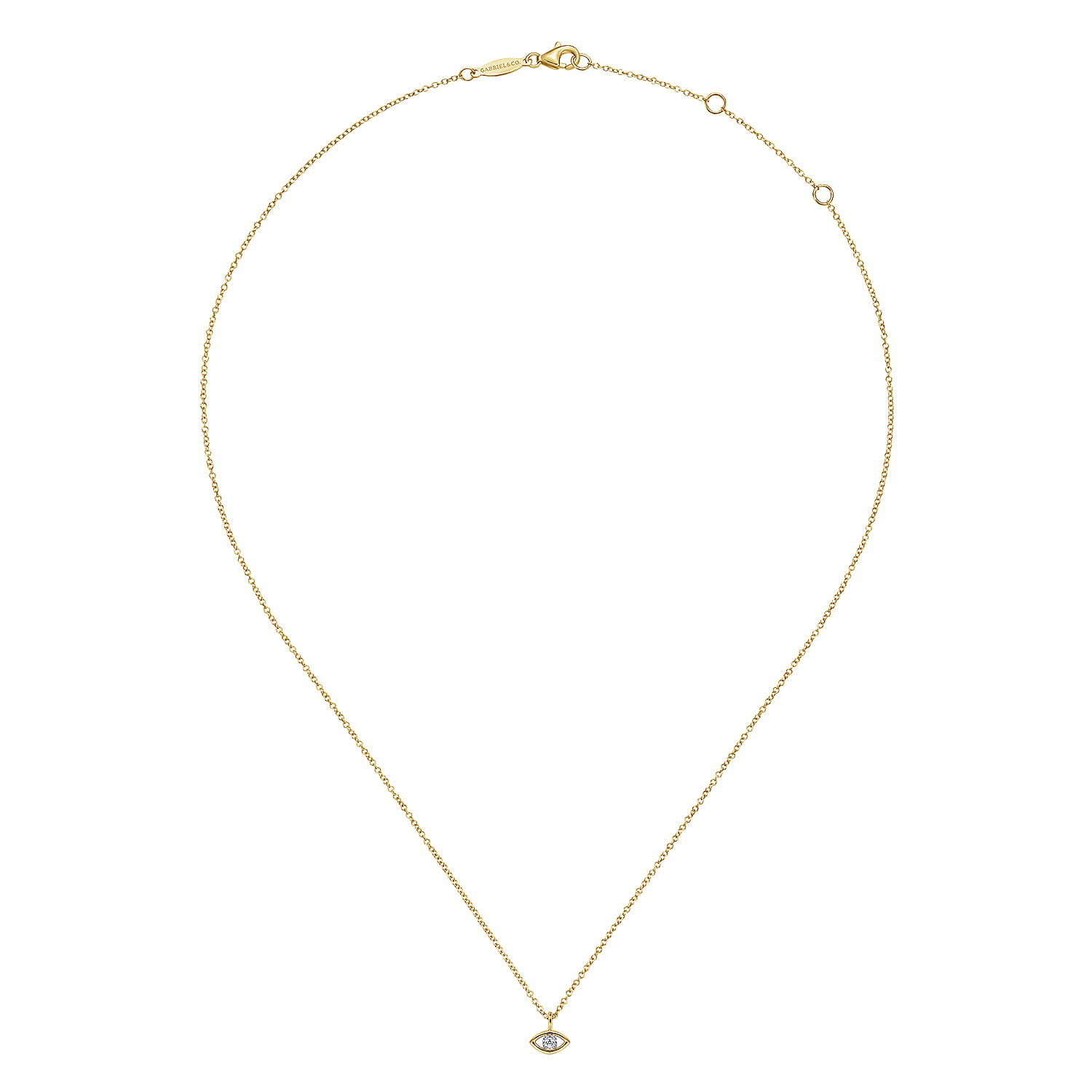 Diamond Evil Eye Pendant Necklace in 14K White/Yellow Gold, photograph 2