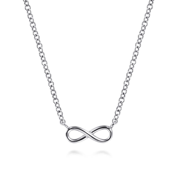 14K White Gold Infinity Pendant Necklace