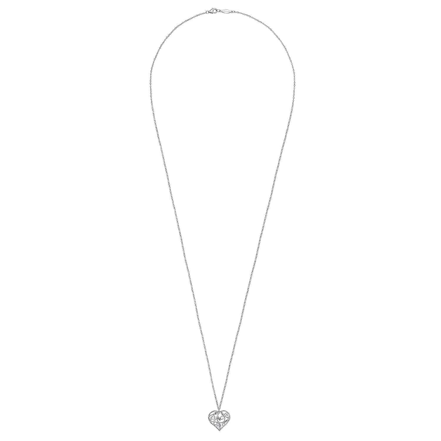 30 inch Floral Inlay Pendant Necklace in Sterling Silver, photograph 2