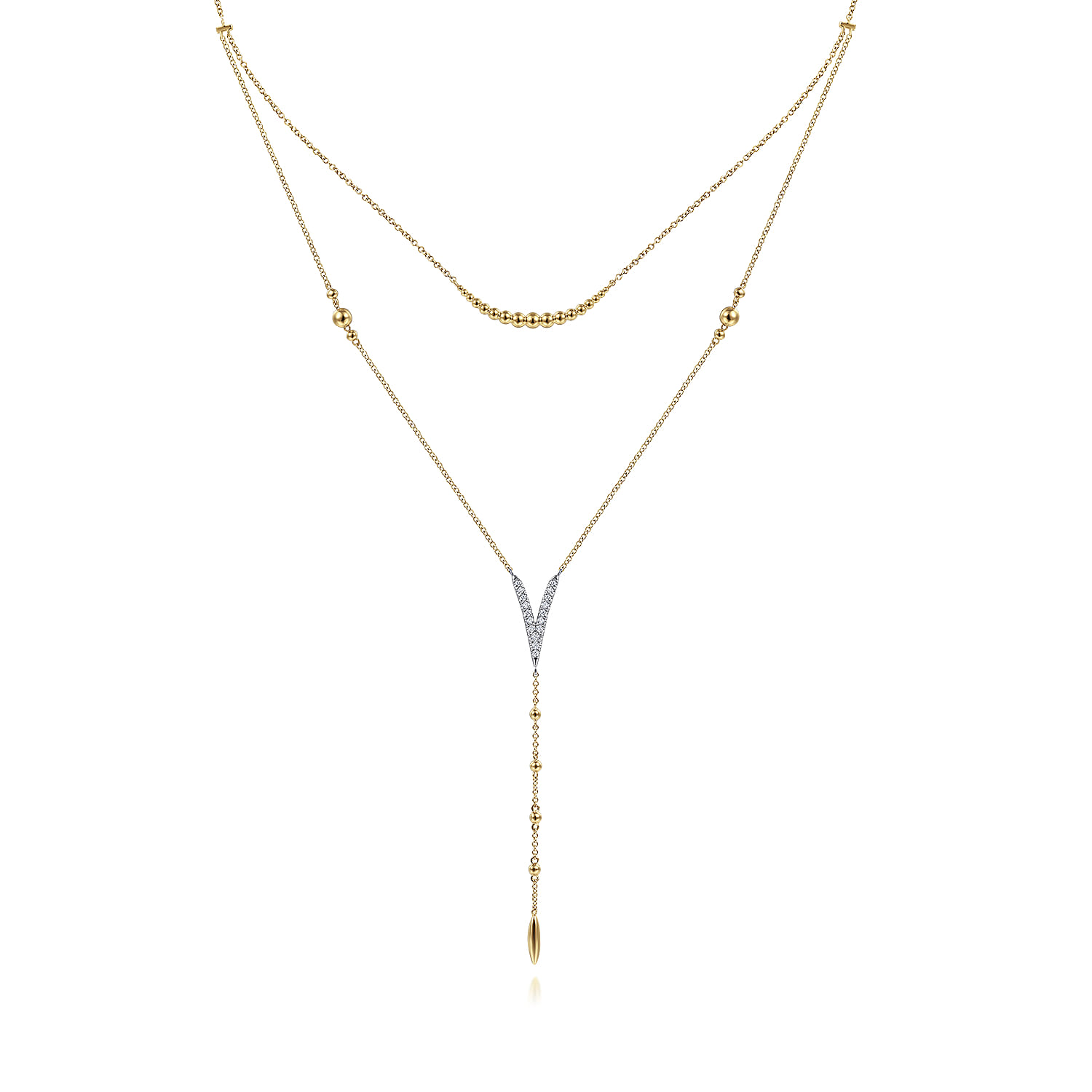 Pave Diamond Layered Chevron Necklace