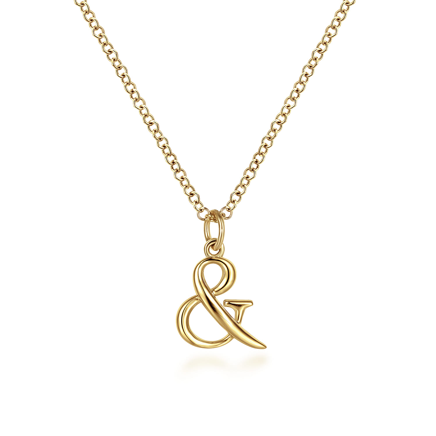 Ampersand Pendant Necklace with Bezel Set Diamond Drop