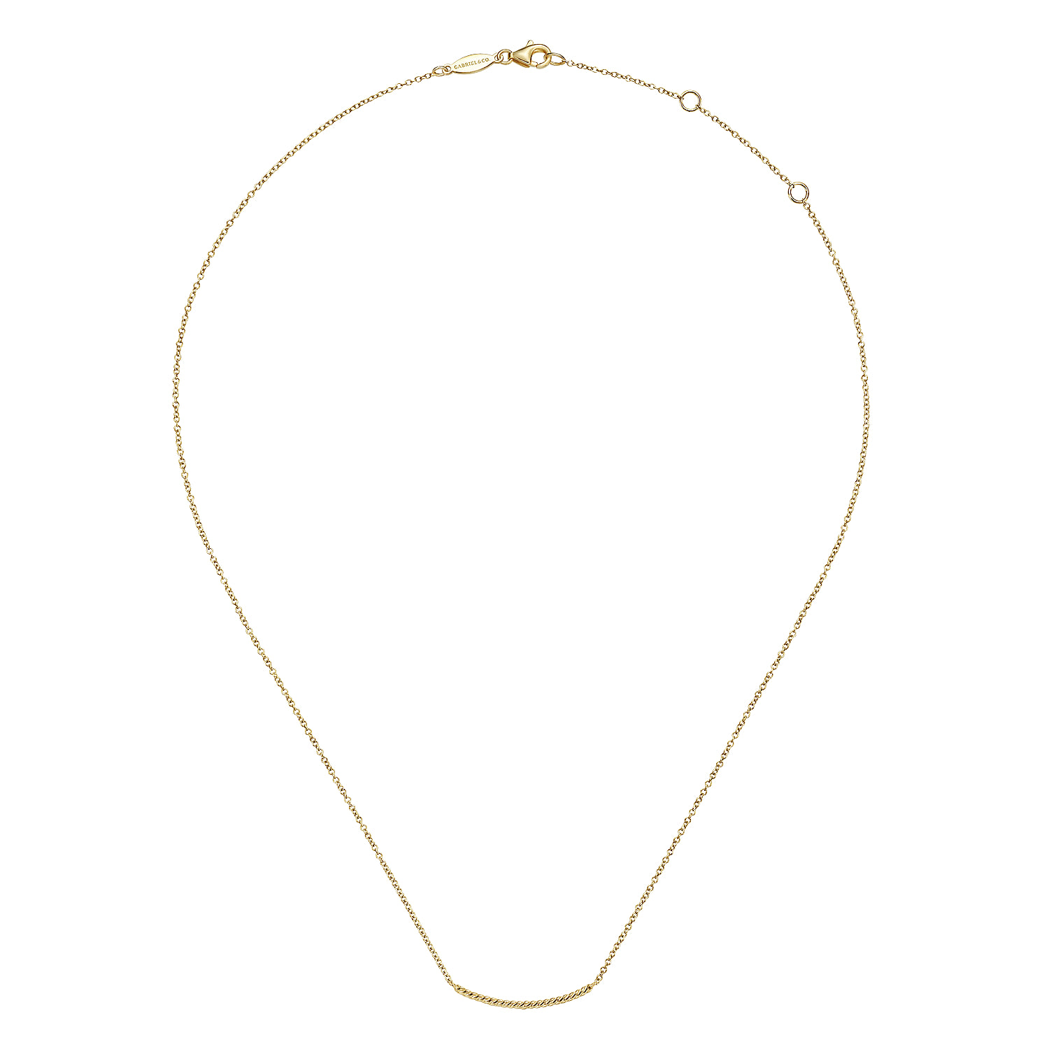 Twisted Rope Curved Bar Necklace in 14K Yellow Gold, photograph 2