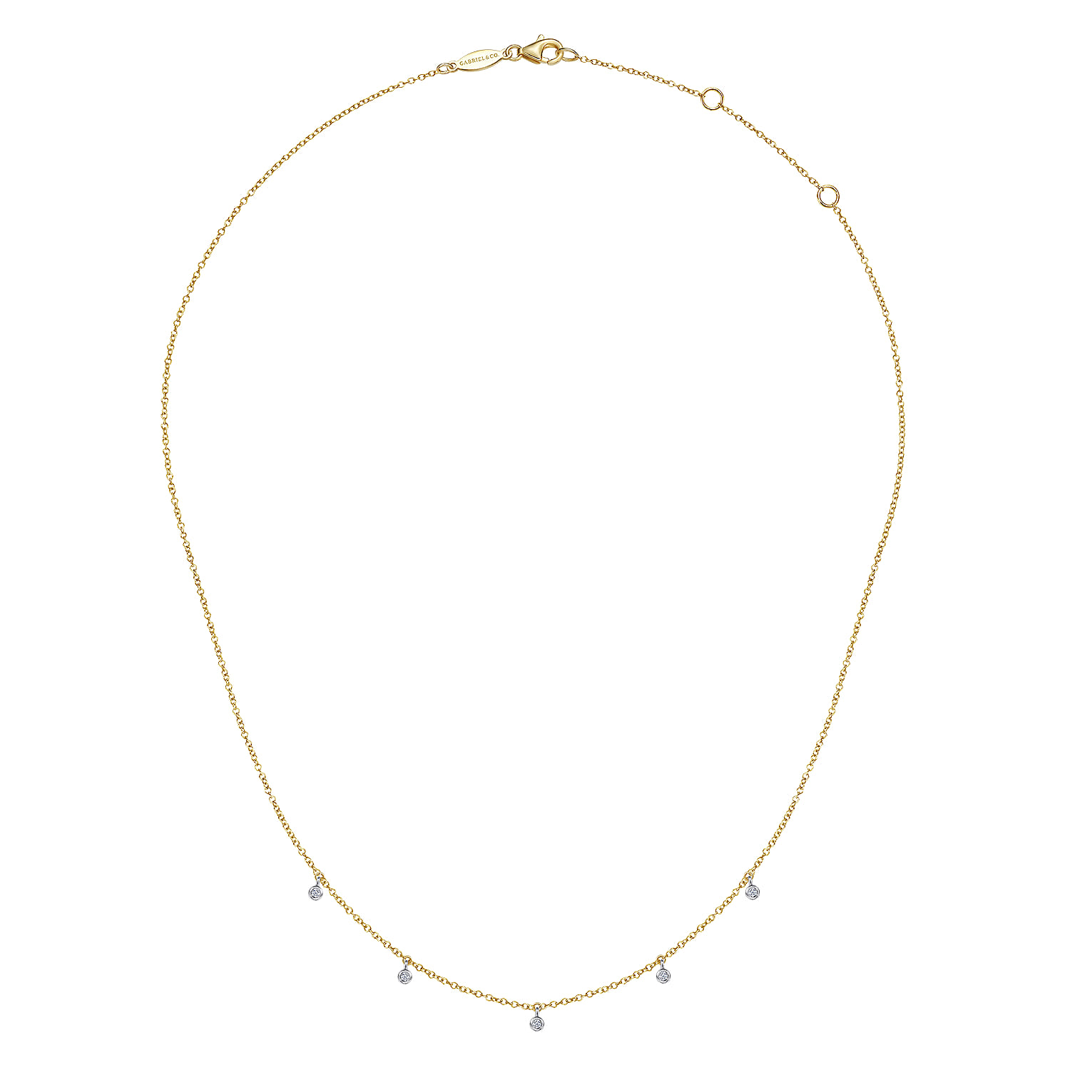 Diamond Droplet Necklace in 14K White/Yellow Gold, photograph 2