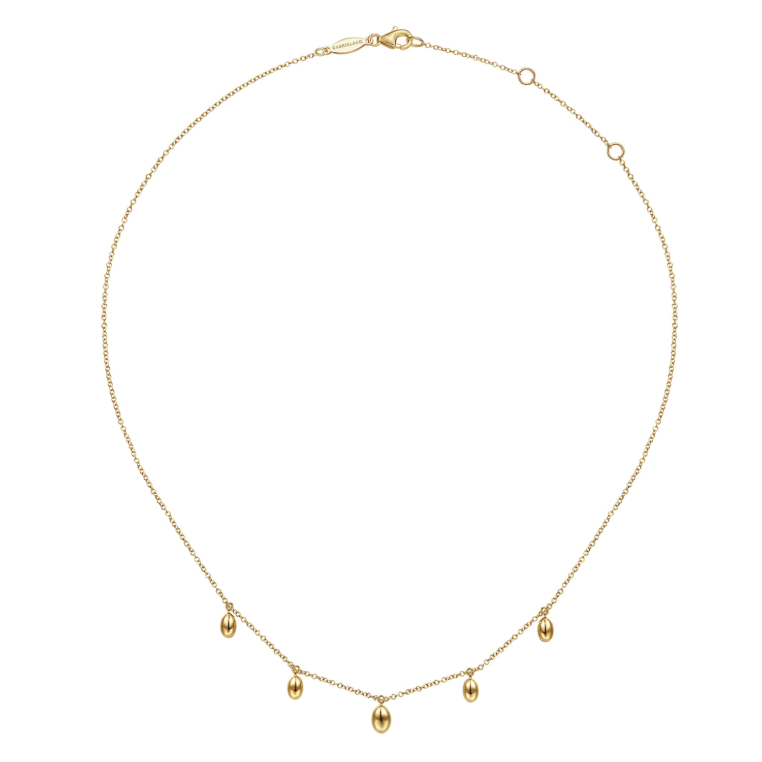 Chain Necklace with Bujukan Bead Drops in 14K Yellow Gold, photograph 2