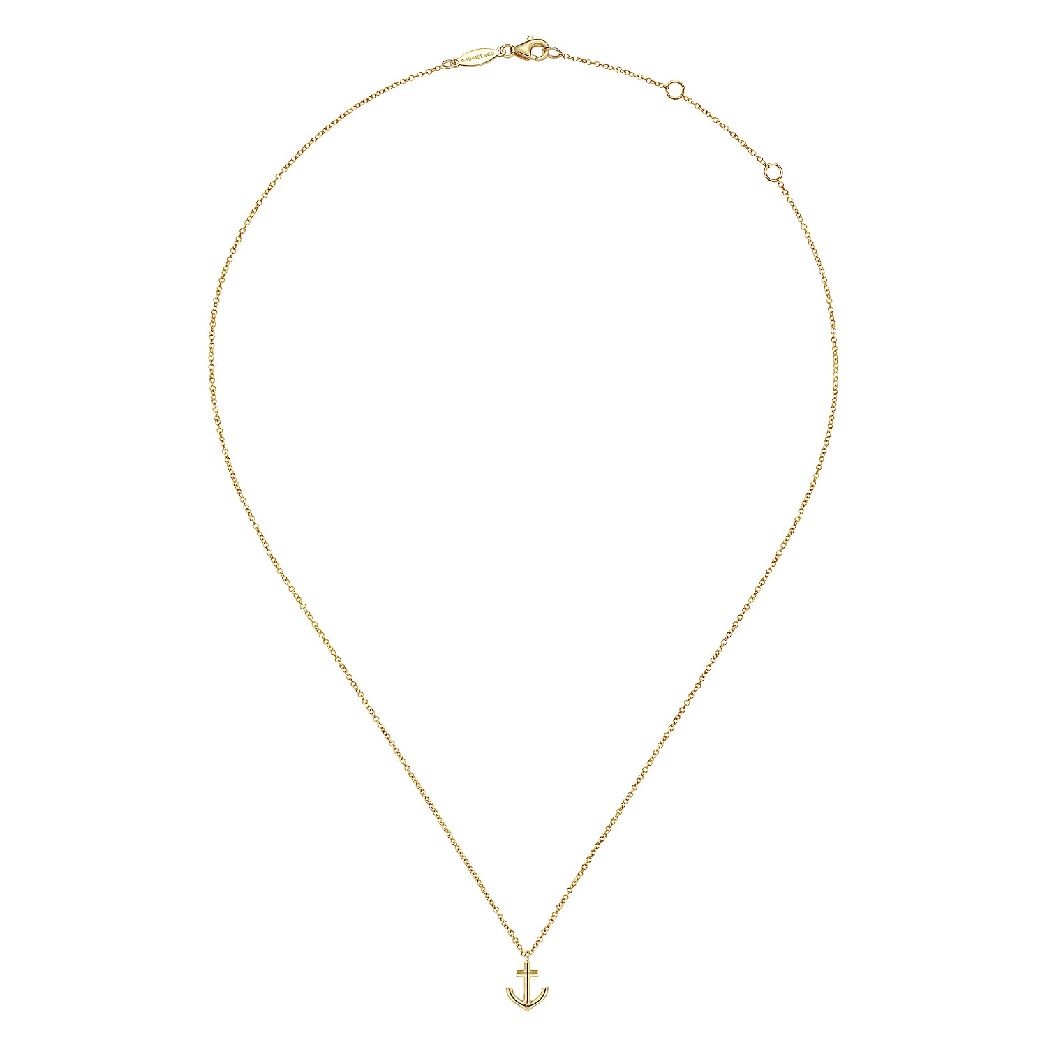 Anchor Pendant Necklace in 14K Yellow Gold, photograph 2