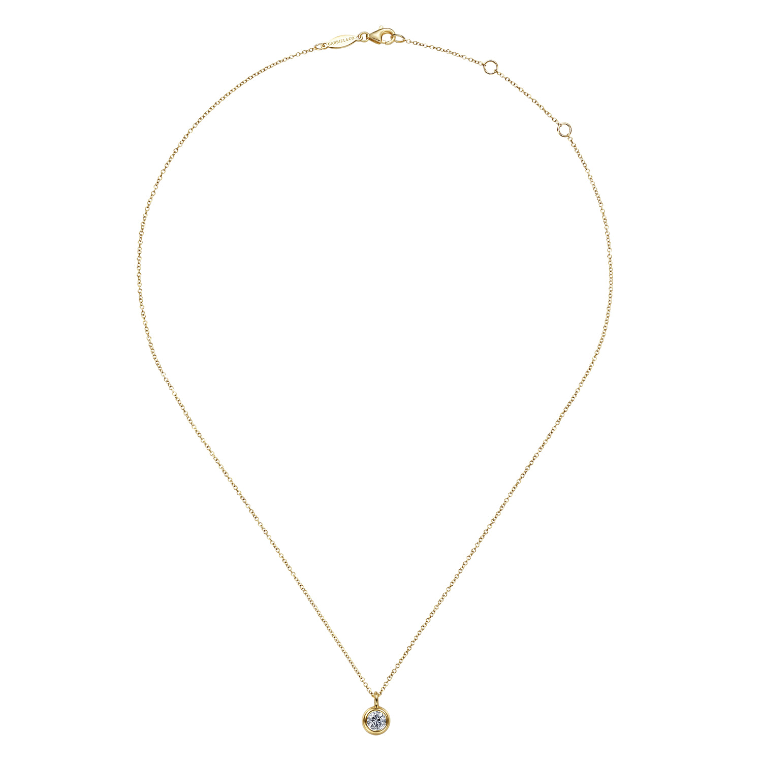 White Sapphire Pendant Necklace in 14K Yellow Gold, photograph 2