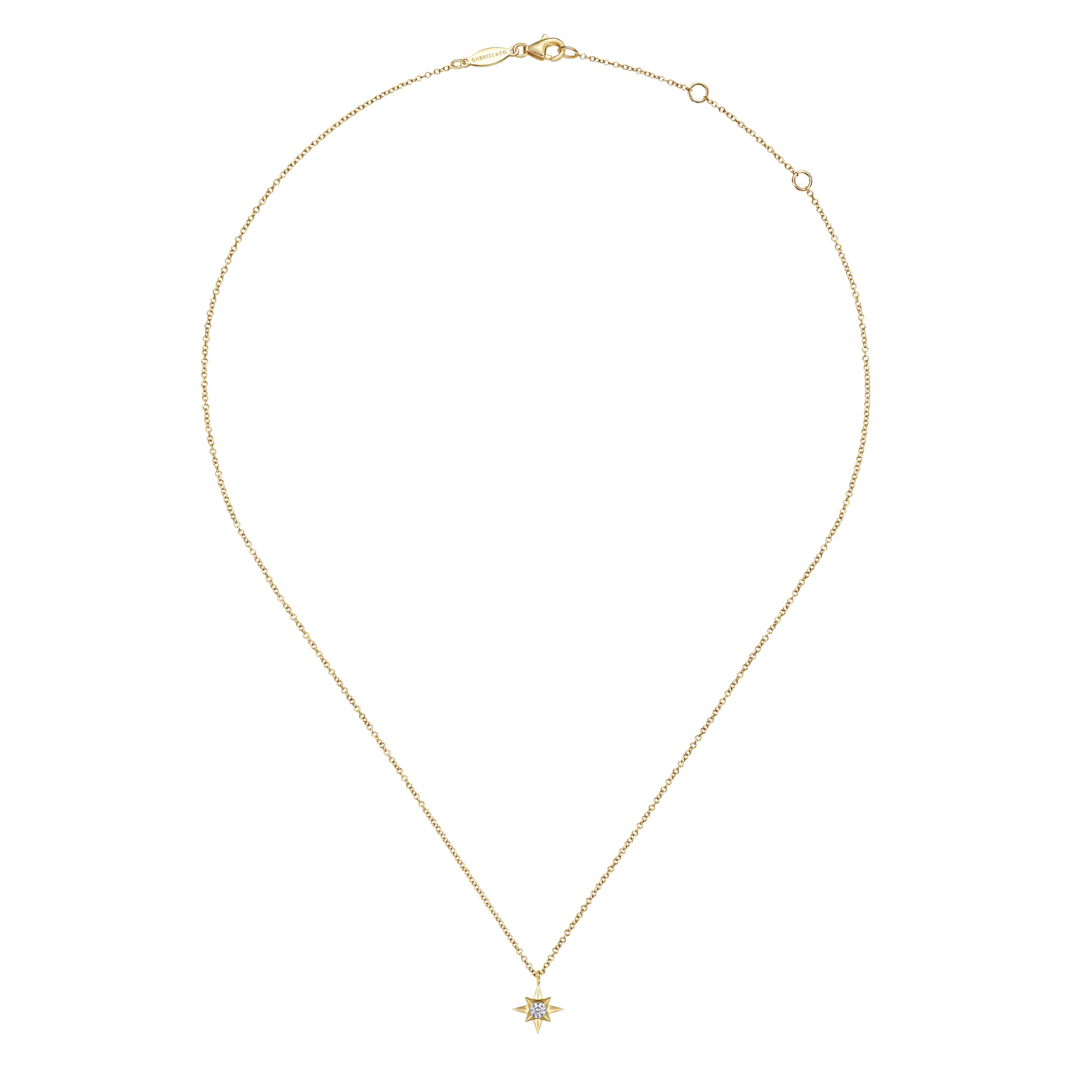 Pendant Necklace Starburst Diamond 0.04ct in 14K Yellow Gold, photograph 2