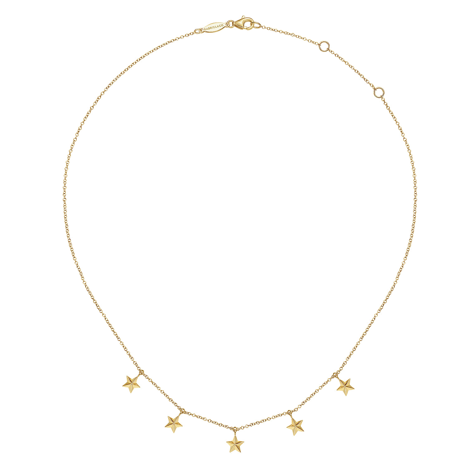 Star Drop Station Necklace in 14K Yellow Gold, photograph 2