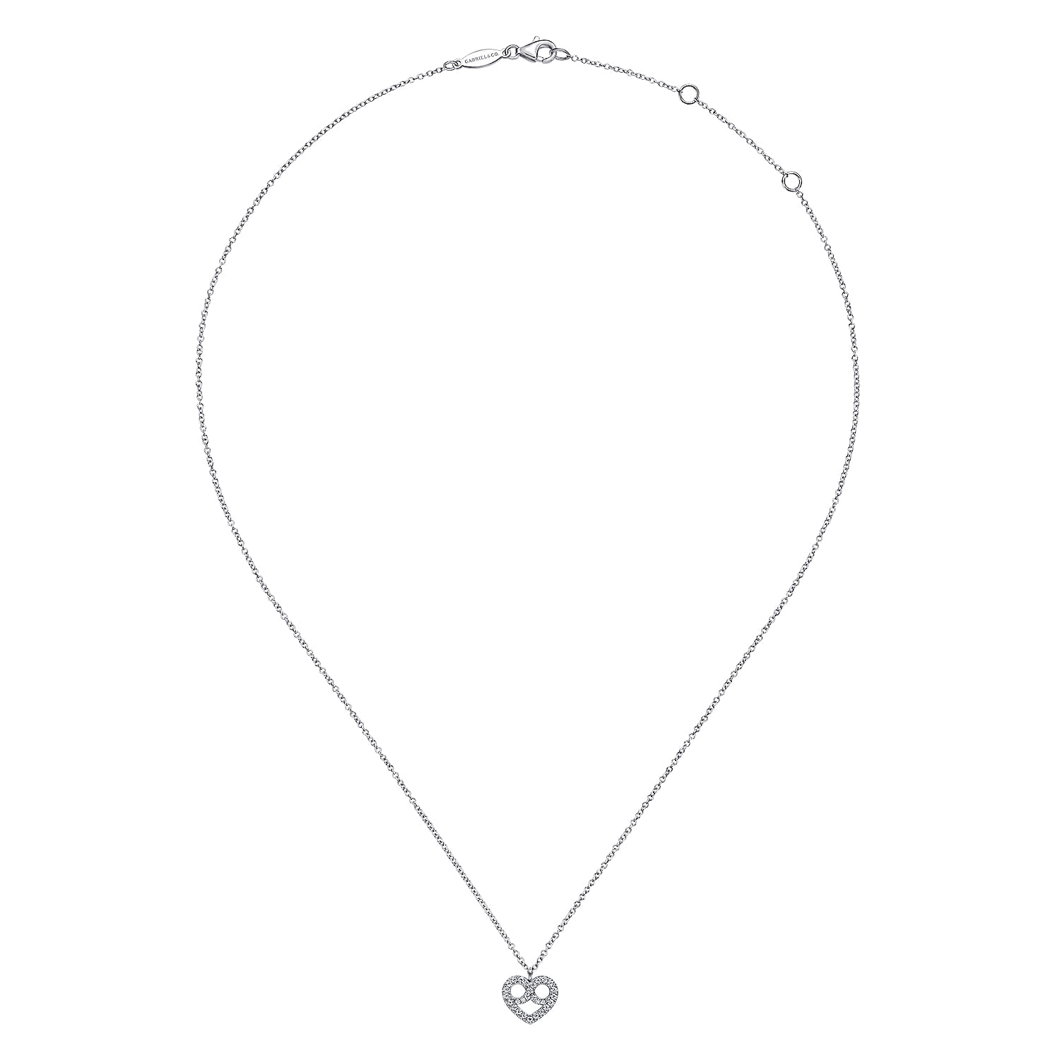 Diamond Pave Infinity Pendant Necklace in 14K White Gold, photograph 2
