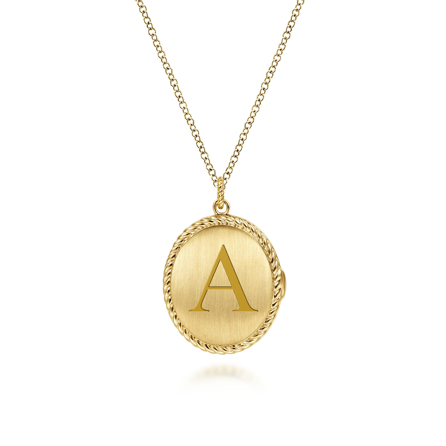 Locket Necklace with Twisted Rope Frame in 14K Yellow Gold, photograph 6