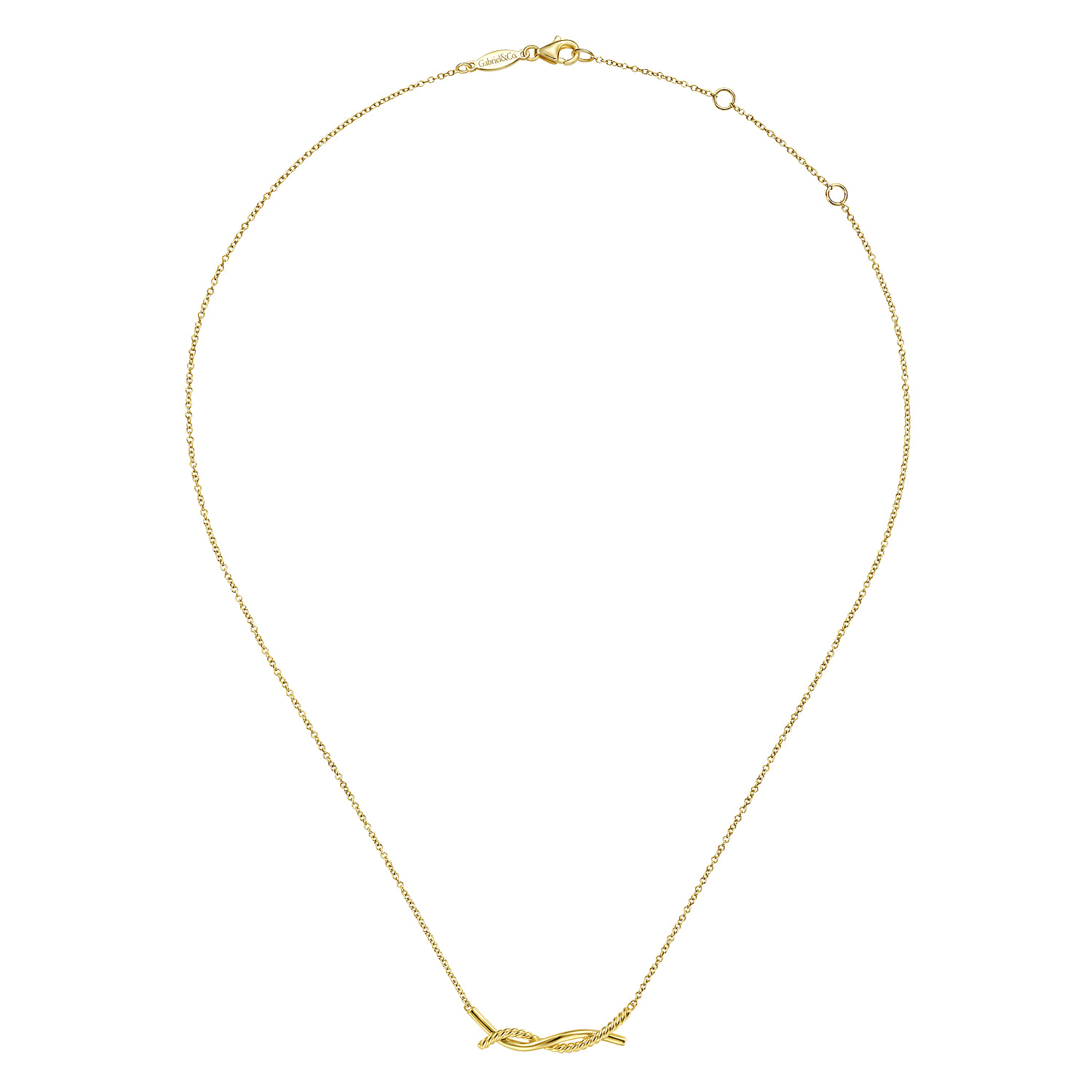 Plain and Twisted Rope Bar Necklace in 14K Yellow Gold, photograph 2