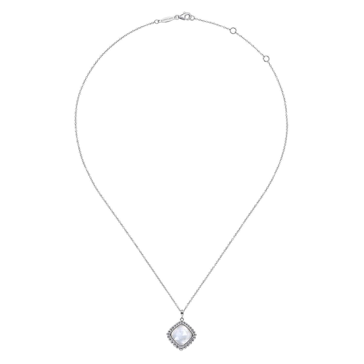 Rock Crystal and White MOP Pendant Necklace in Sterling Silver, photograph 2