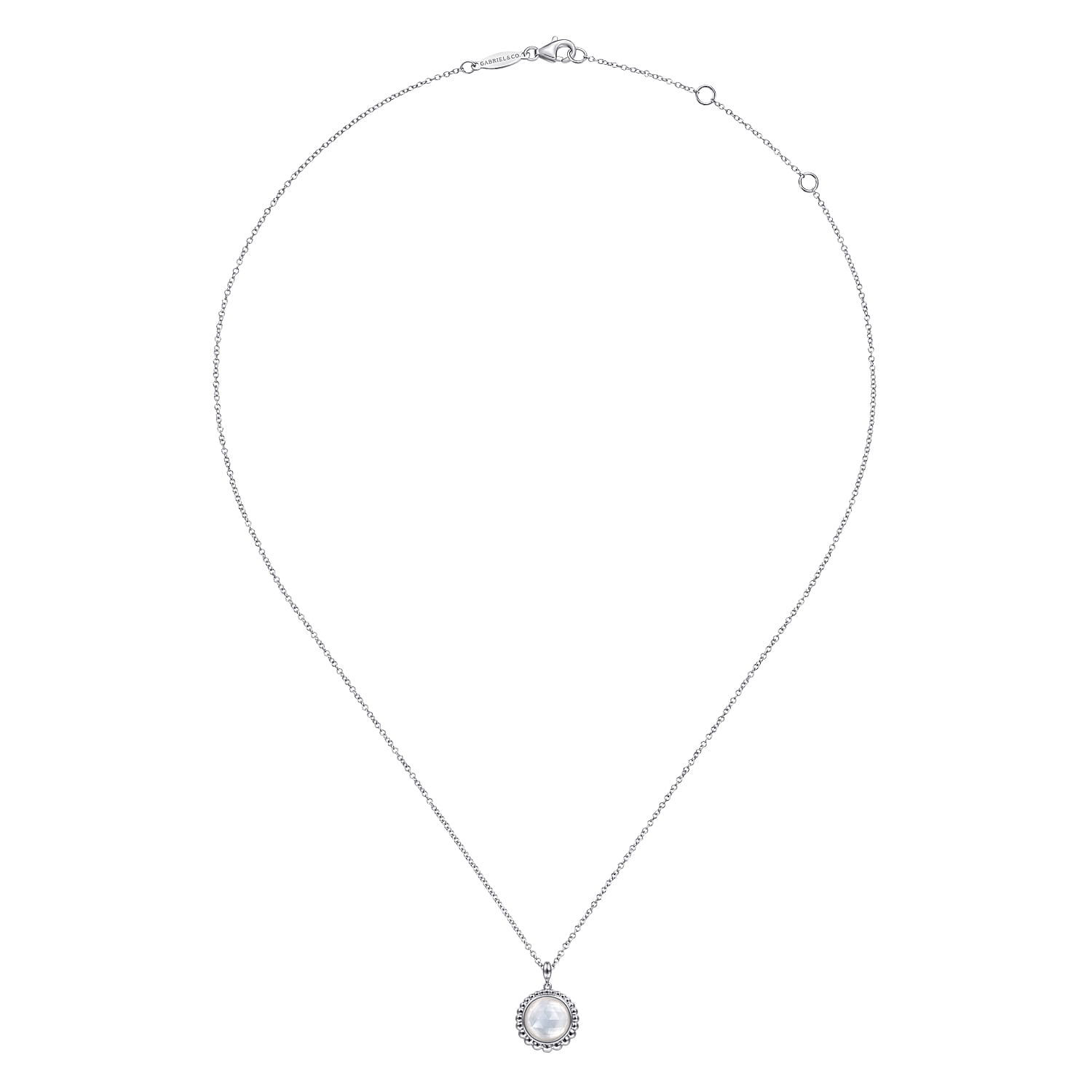Rock Crystal and White MOP Pendant Necklace in Sterling Silver, photograph 2