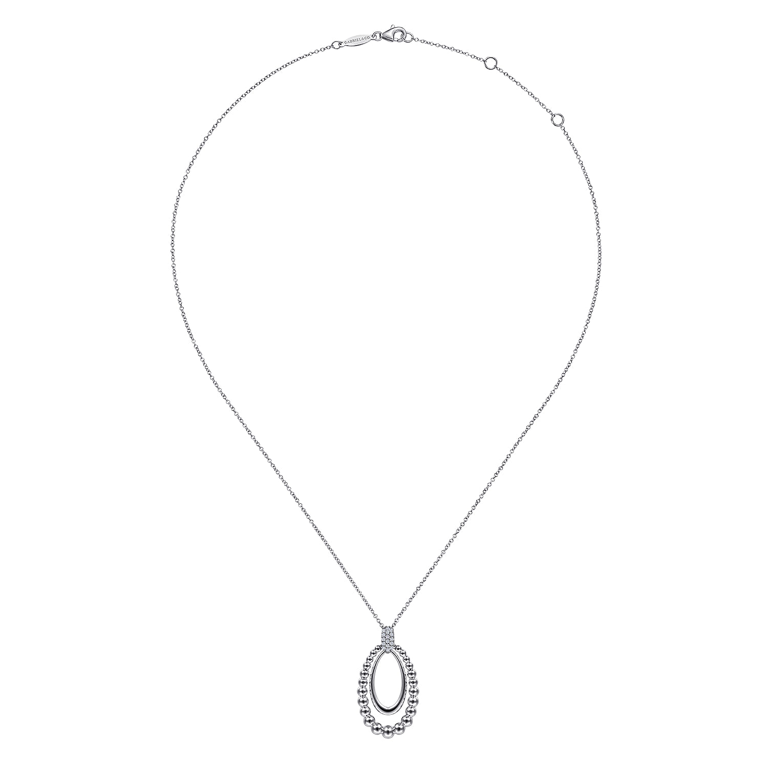White Sapphire Pendant Necklace in Sterling Silver, photograph 2