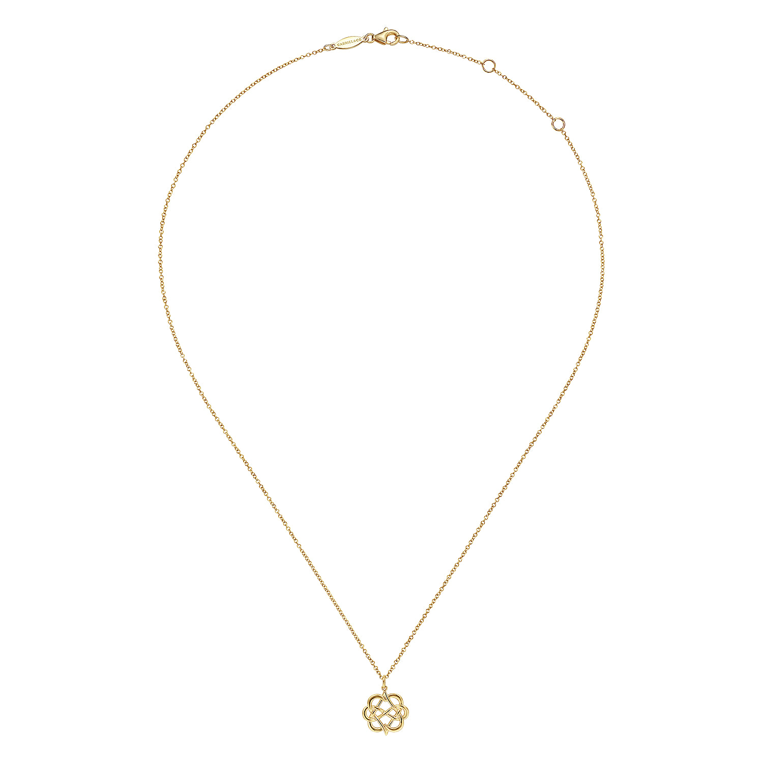 Interwoven Floral Pendant Necklace in 14K Yellow Gold, photograph 2