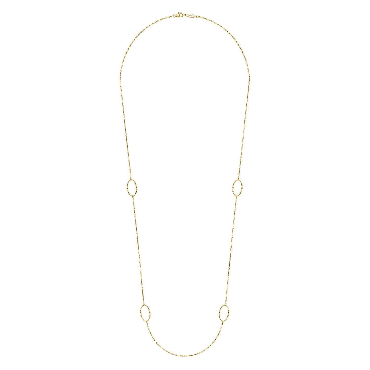 28 inch Bujukan Beaded Station Necklace in 14K Yellow Gold, photograph 2