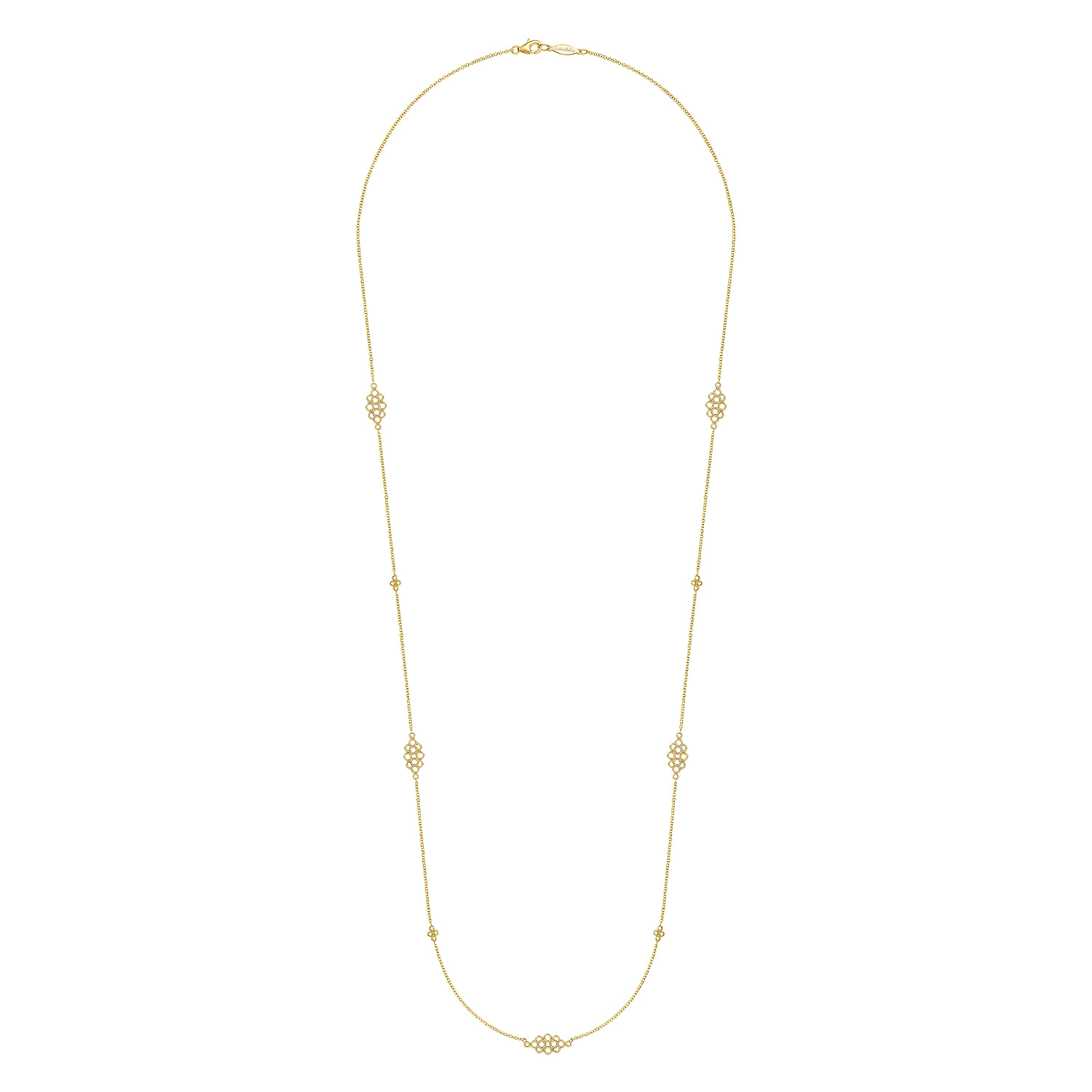 28 inch Multi Circle Casted Station Necklace in 14K Yellow Gold, photograph 2