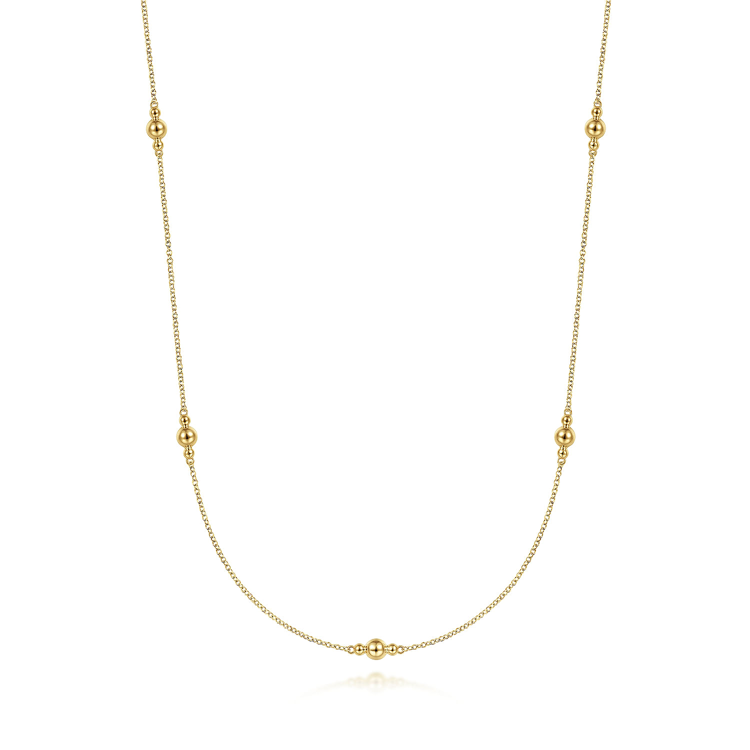 28 inch 14K Yellow Gold Bujukan Bead Station Necklace