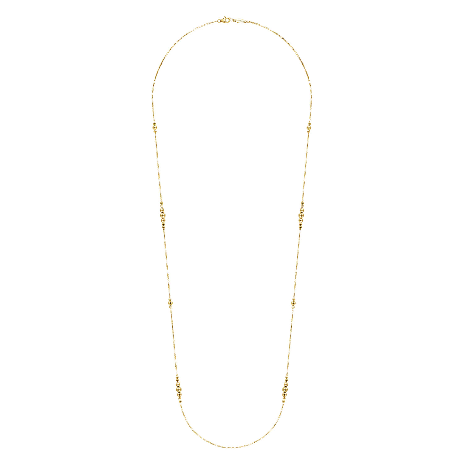 28 inch Graduating Bujukan Bead Station Necklace in 14K Yellow Gold, photograph 2