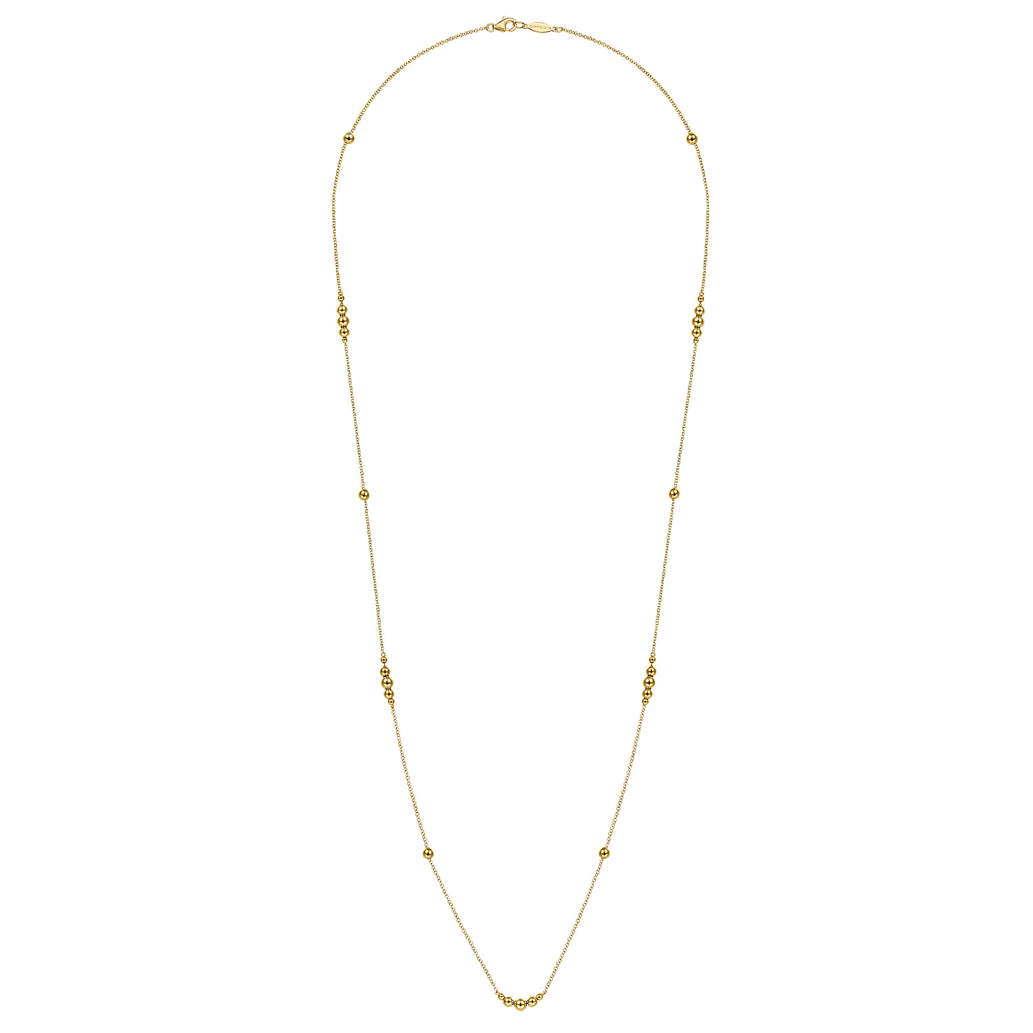 28 inch Graduating Bujukan Bead Station Necklace in 14K Yellow Gold, photograph 2