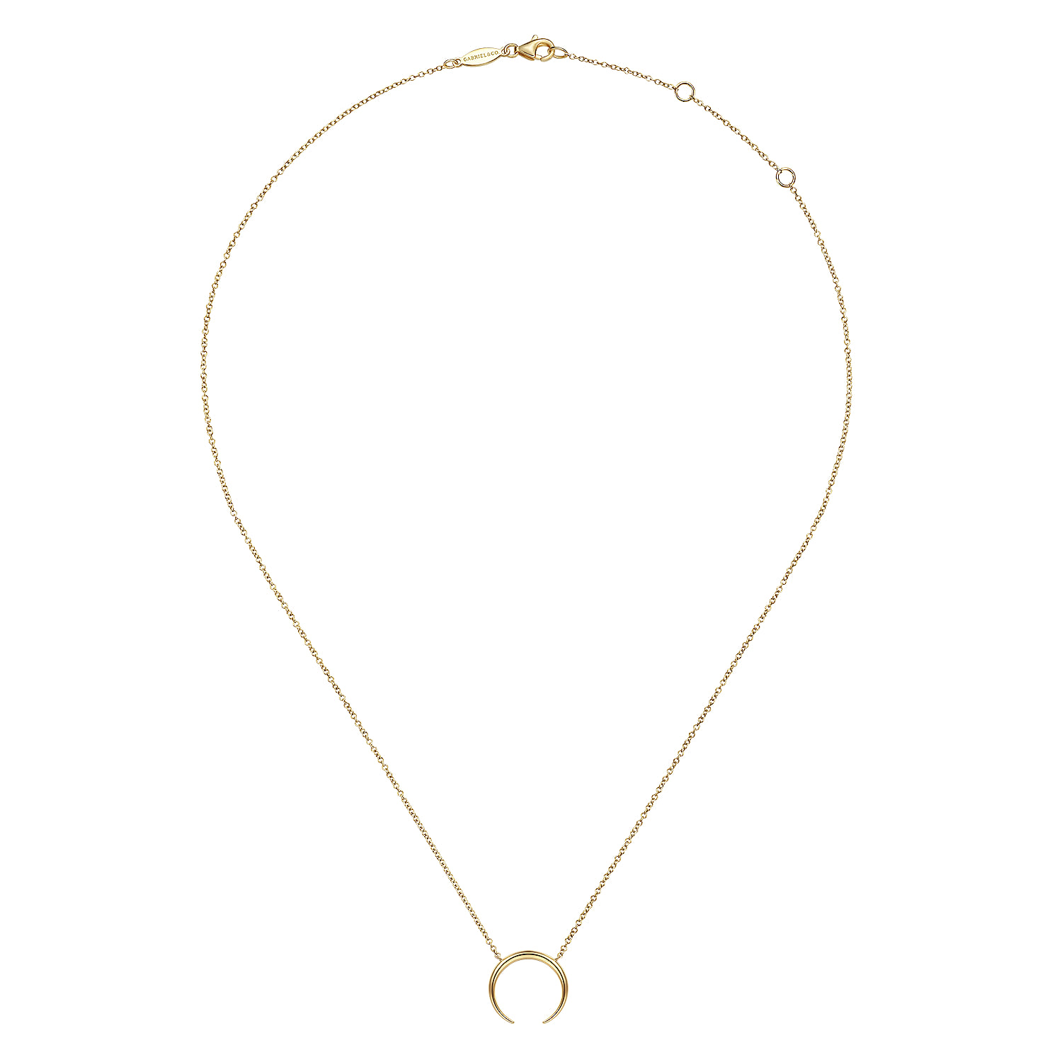 Crescent Moon Pendant Necklace in 14K Yellow Gold, photograph 2